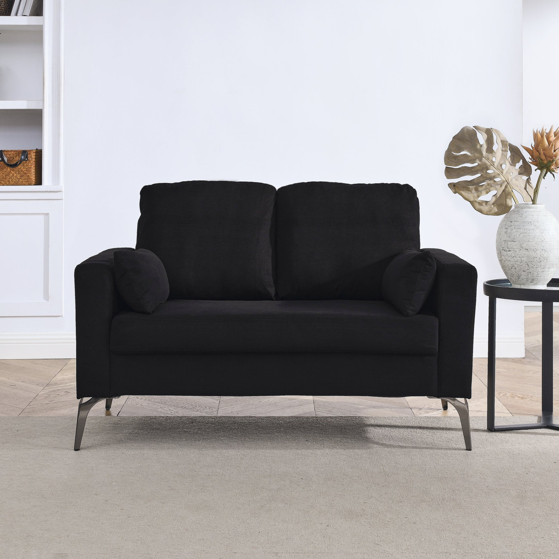 Sofa & Chair sets | 3 Piece Living Room Sofa Set, including 3-Seater Sofa, Loveseat and Sofa Chair, with Two Small Pillows, Corduroy Black | casafoyer.myshopify.com