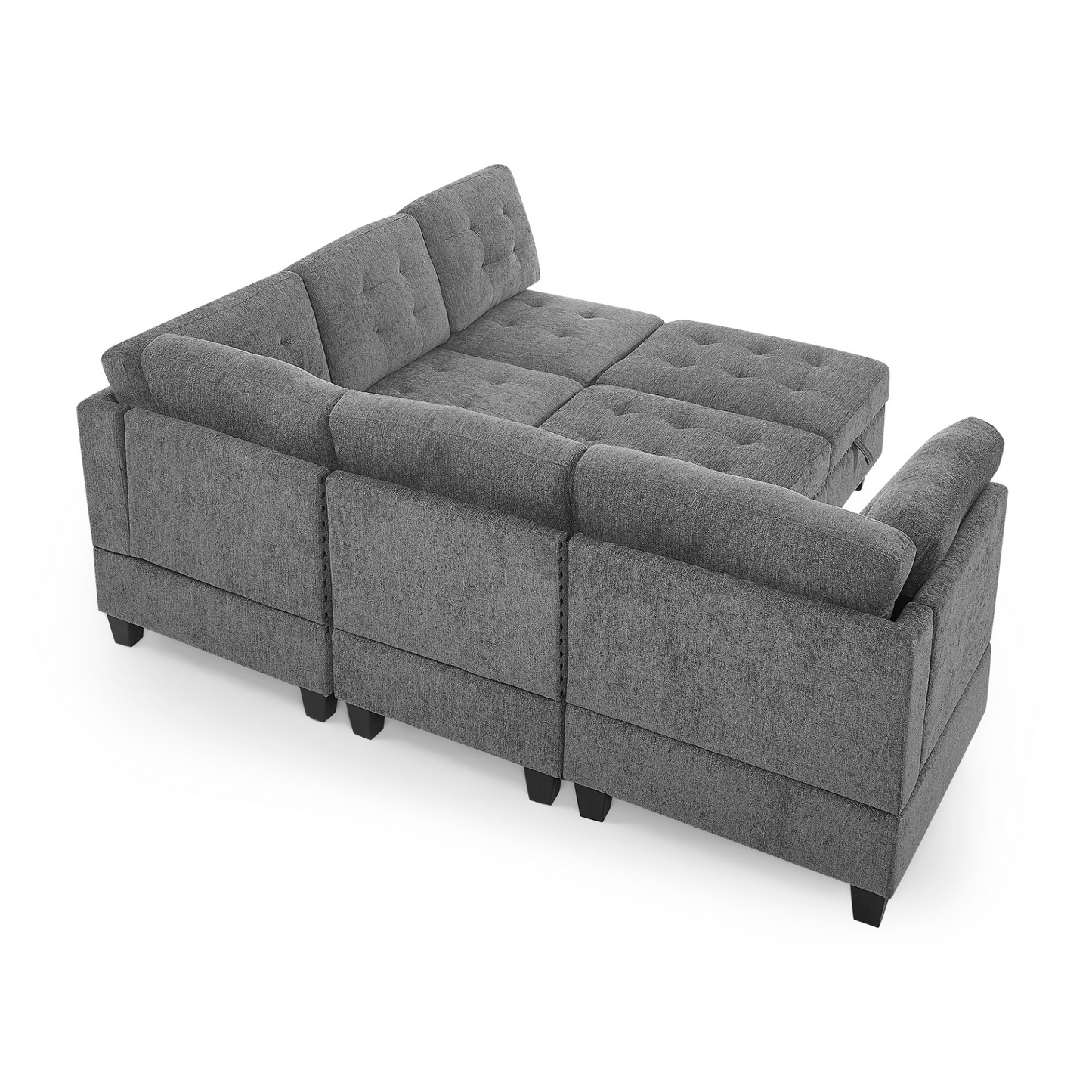 Sofa & Chair sets | L shape Modular Sectional Sofa,DIY Combination,includes Three Single Chair ,Two Corner and Two Ottoman,Grey Chenille | casafoyer.myshopify.com