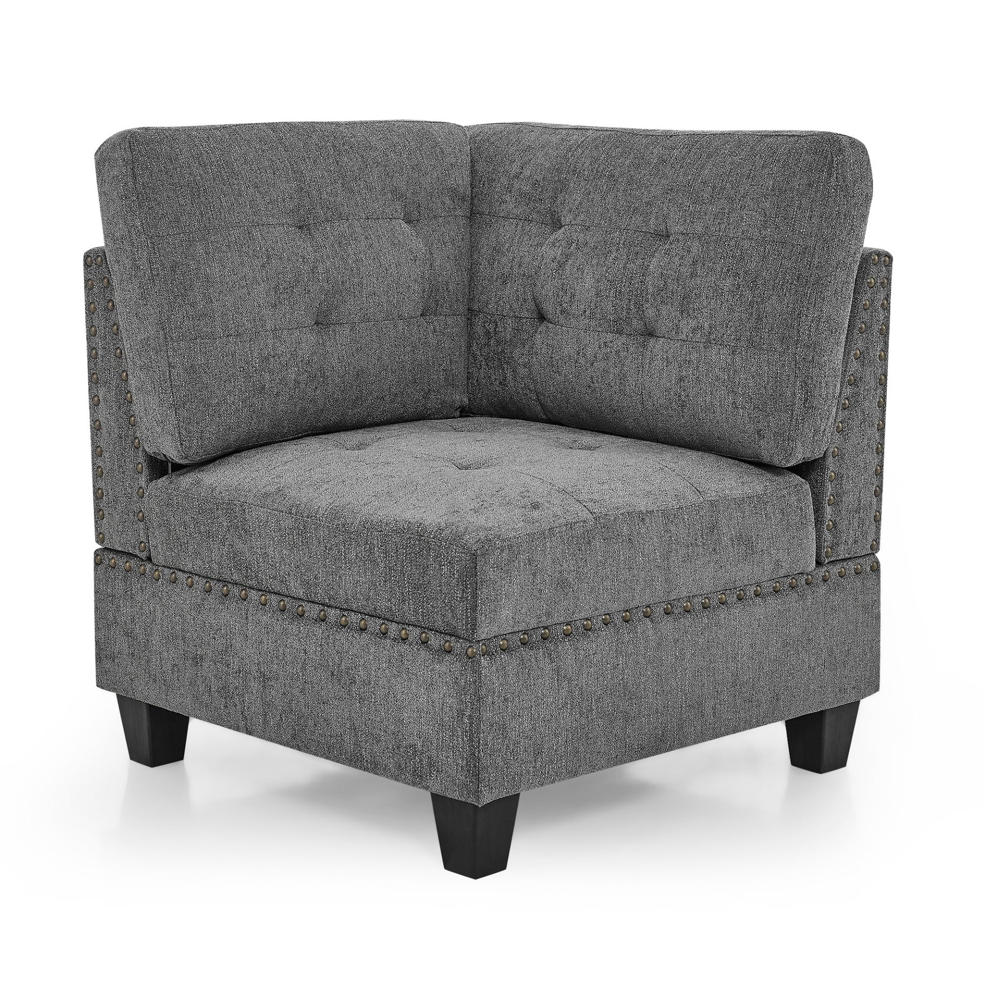 Sofa & Chair sets | L shape Modular Sectional Sofa,DIY Combination,includes Three Single Chair ,Two Corner and Two Ottoman,Grey Chenille | casafoyer.myshopify.com