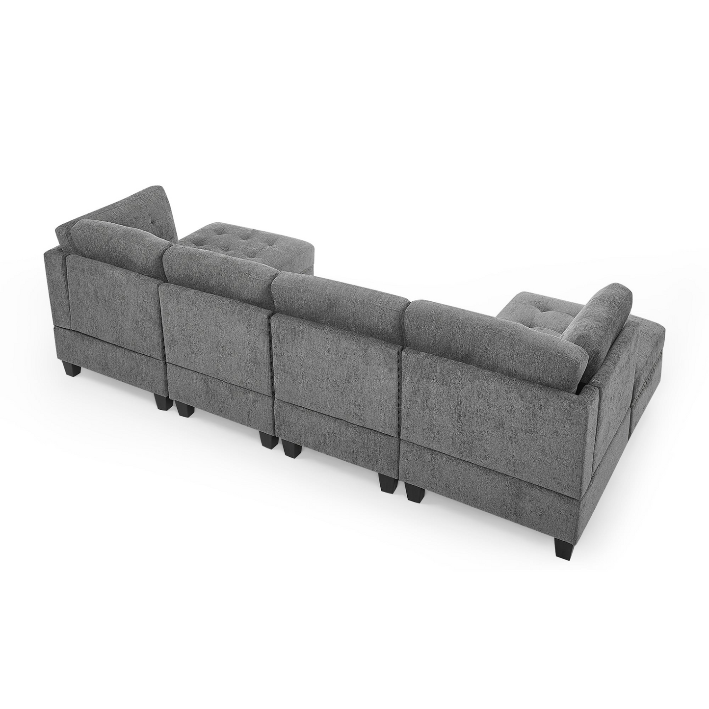 Sofa & Chair sets | U shape Modular Sectional Sofa,DIY Combination,includes Two Single Chair ,Two Corner and Two Ottoman,Grey Chenille | casafoyer.myshopify.com