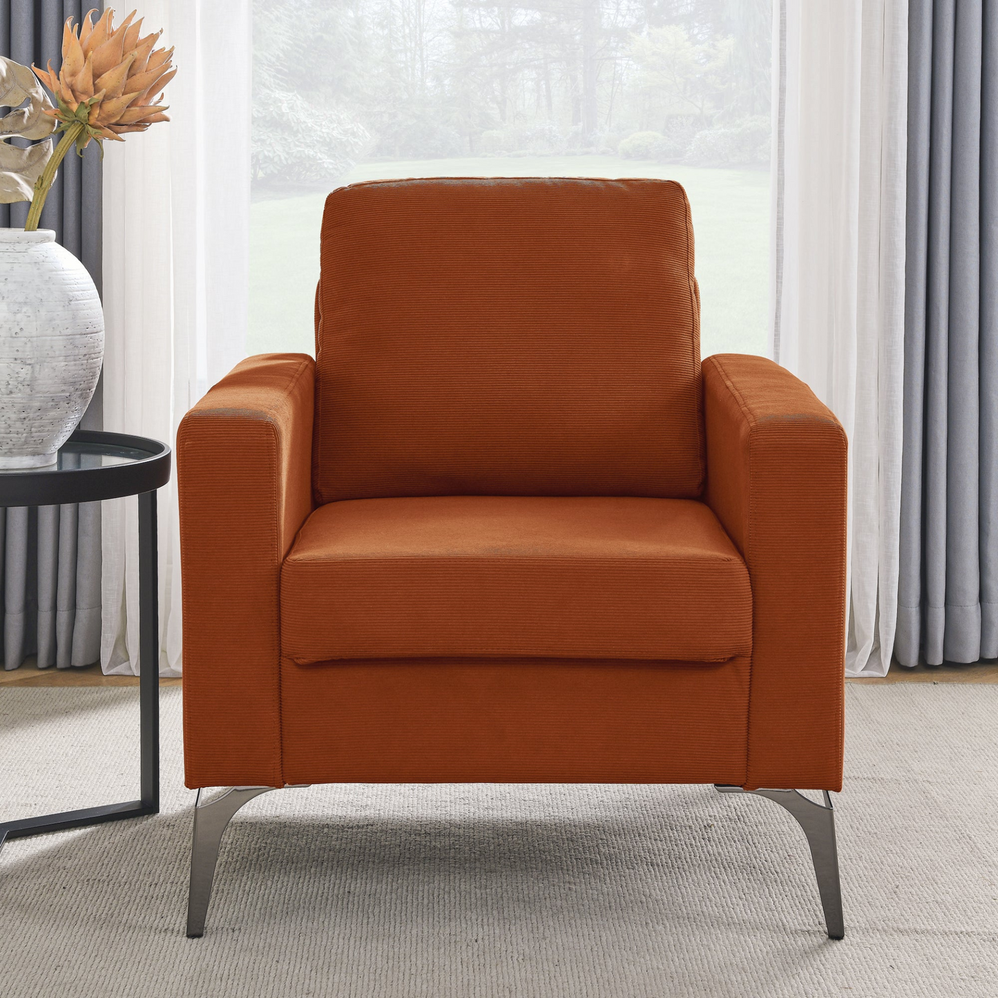 Sofa & Chair sets | 3 Piece Living Room Sofa Set, including 3-Seater Sofa, Loveseat and Sofa Chair, with Two Small Pillows, Corduroy Orange | casafoyer.myshopify.com