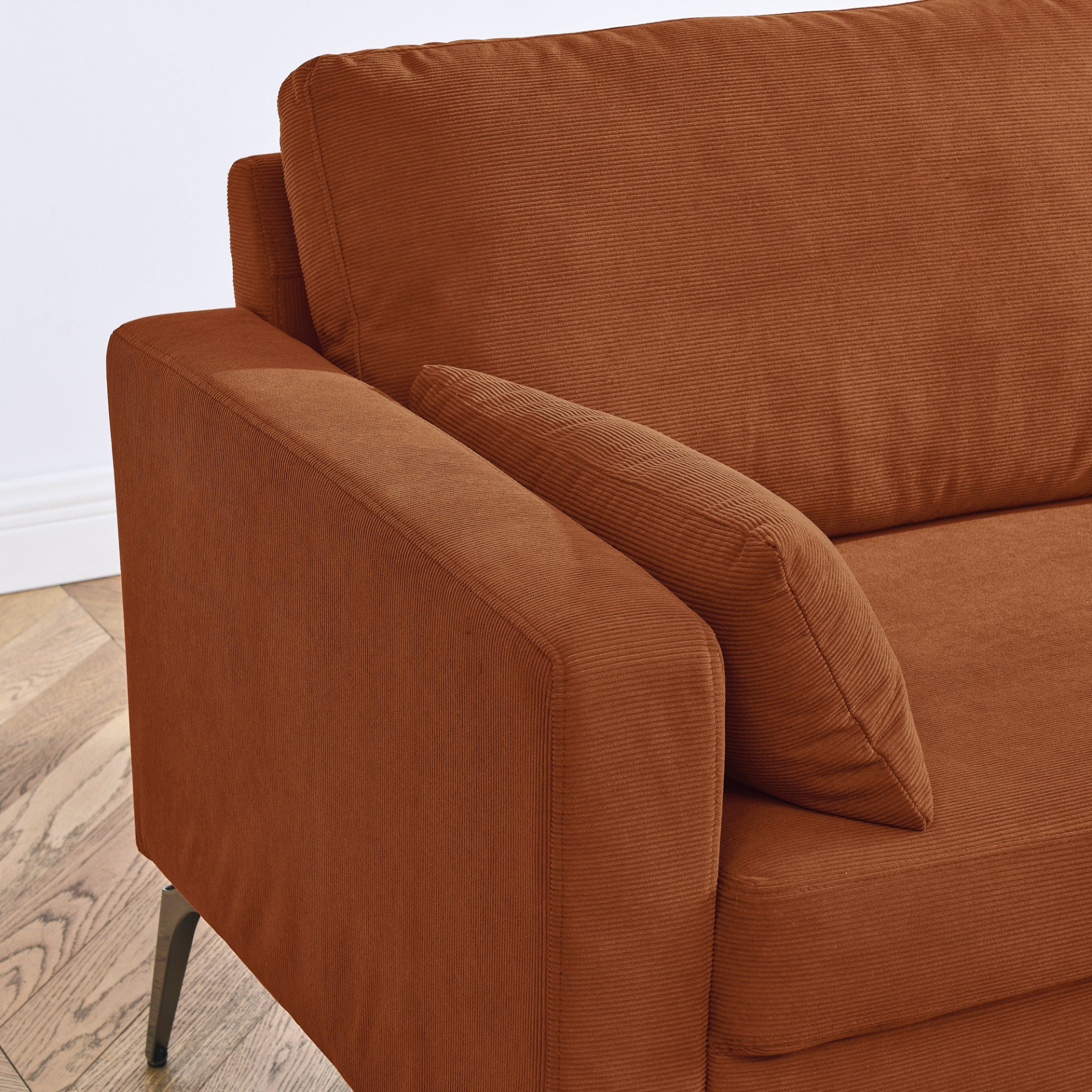 Sofa & Chair sets | 3 Piece Living Room Sofa Set, including 3-Seater Sofa, Loveseat and Sofa Chair, with Two Small Pillows, Corduroy Orange | casafoyer.myshopify.com