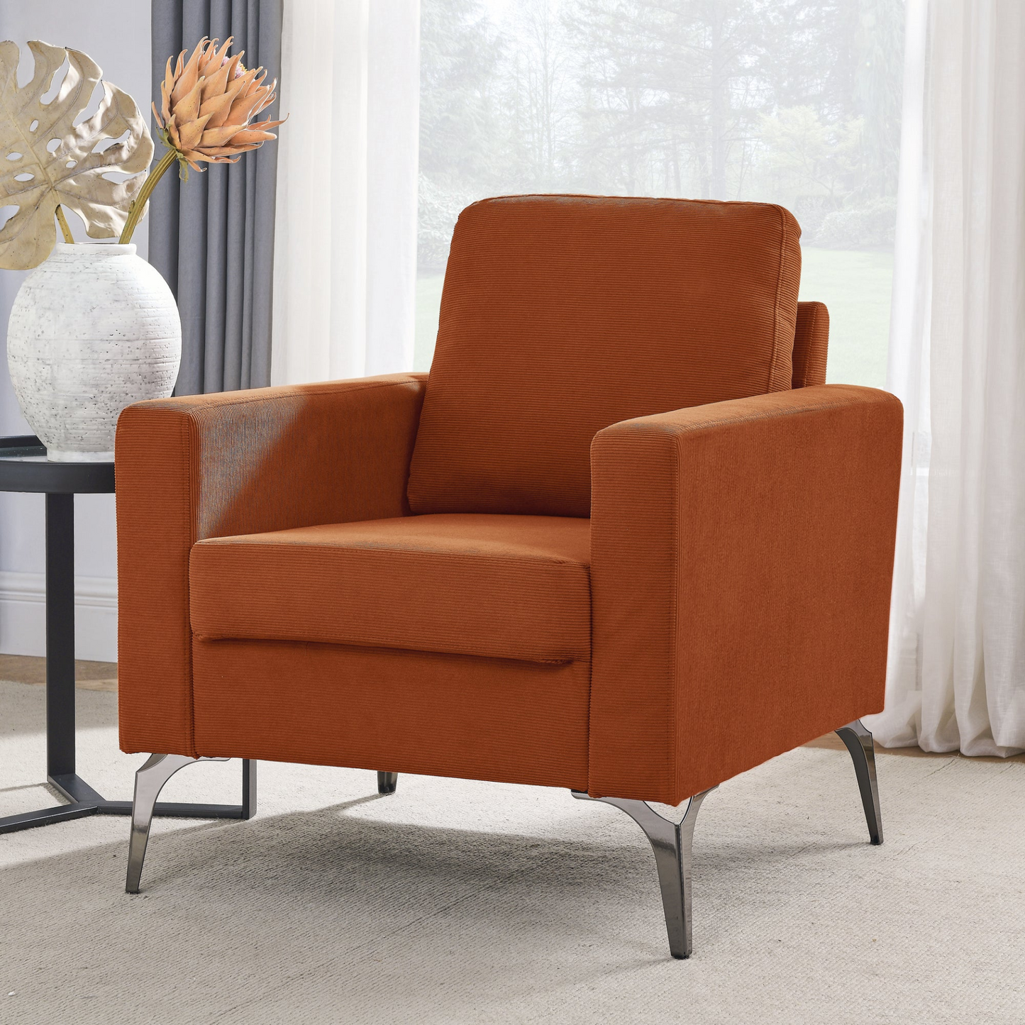 Sofa & Chair sets | 3 Piece Living Room Sofa Set, including 3-Seater Sofa, Loveseat and Sofa Chair, with Two Small Pillows, Corduroy Orange | casafoyer.myshopify.com