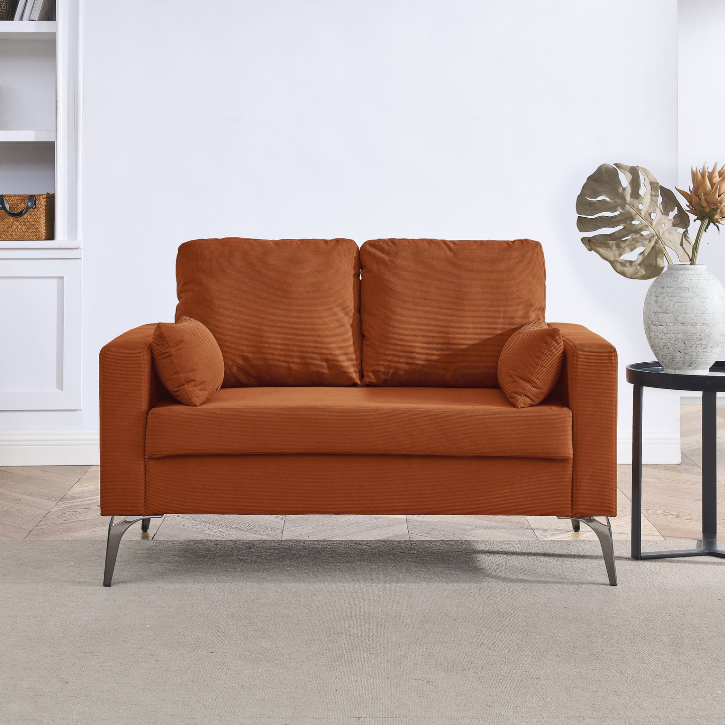 Sofa & Chair sets | 3 Piece Living Room Sofa Set, including 3-Seater Sofa, Loveseat and Sofa Chair, with Two Small Pillows, Corduroy Orange | casafoyer.myshopify.com