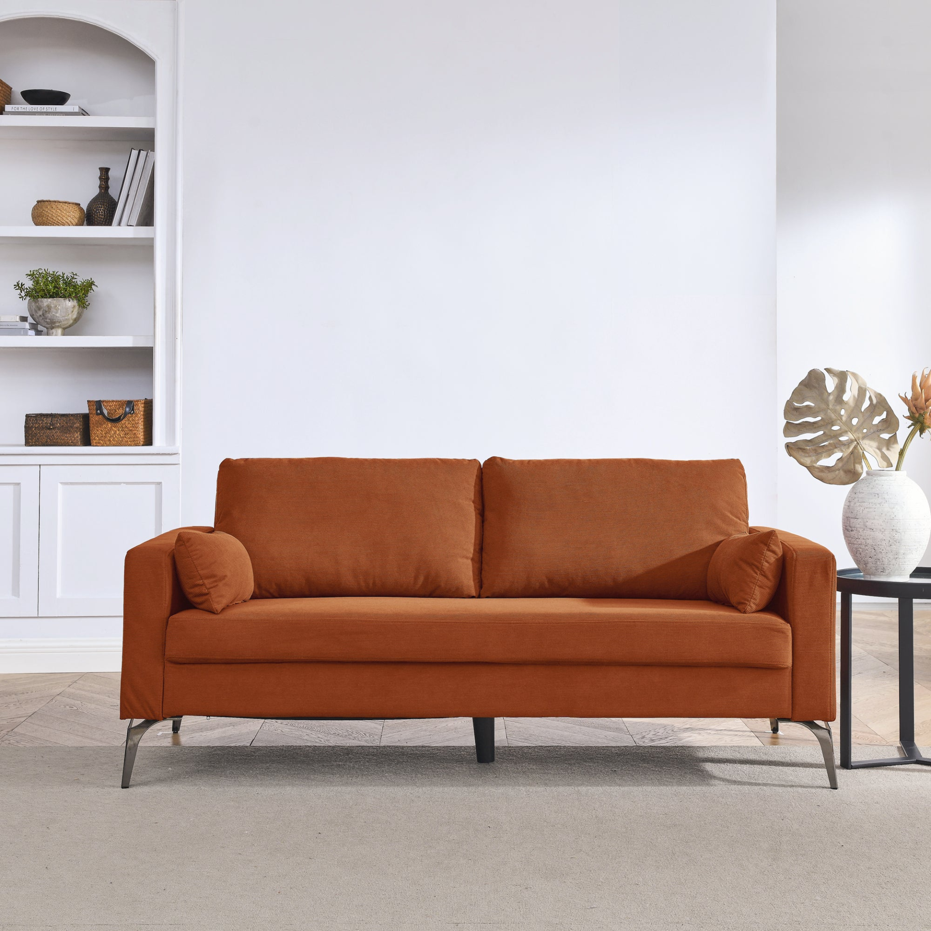 Sofa & Chair sets | 3 Piece Living Room Sofa Set, including 3-Seater Sofa, Loveseat and Sofa Chair, with Two Small Pillows, Corduroy Orange | casafoyer.myshopify.com