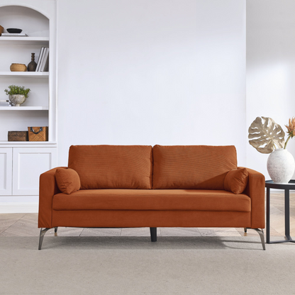 Sofa & Chair sets | 3 Piece Living Room Sofa Set, including 3-Seater Sofa, Loveseat and Sofa Chair, with Two Small Pillows, Corduroy Orange | casafoyer.myshopify.com
