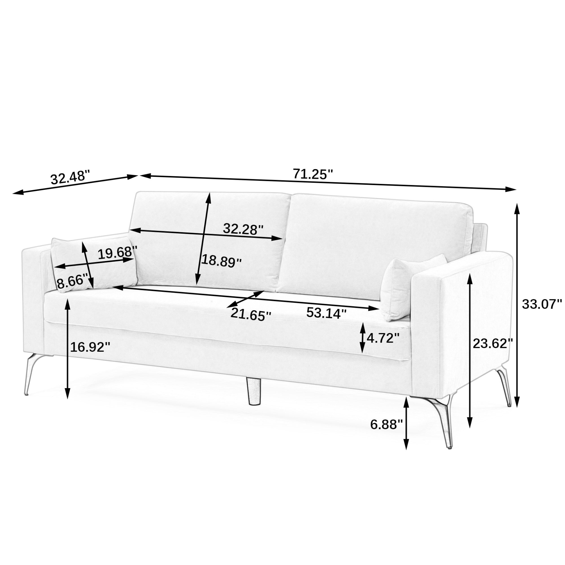 Sofa & Chair sets | 3 Piece Living Room Sofa Set, including 3-Seater Sofa, Loveseat and Sofa Chair, with Two Small Pillows, Corduroy Orange | casafoyer.myshopify.com