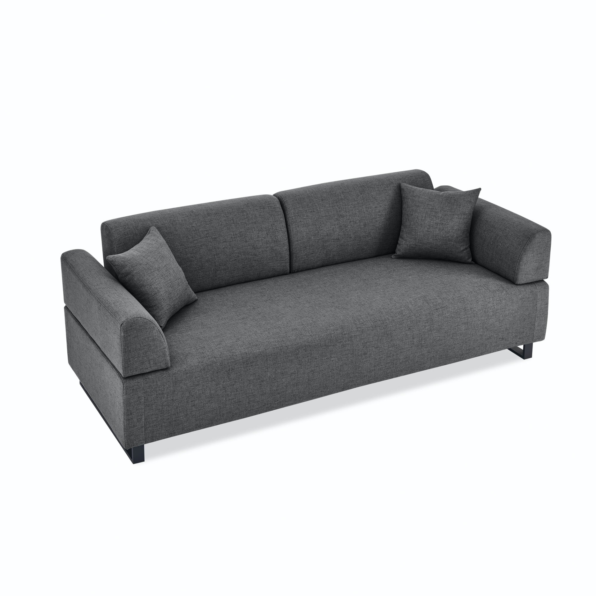 Sofa & Chair sets | Linen Fabric 3 Seat Sofa with Two End Tables and Two Pillows, Removable Back and Armrest, Morden Style Upholstered 3-Seat Couch for Living Room | casafoyer.myshopify.com