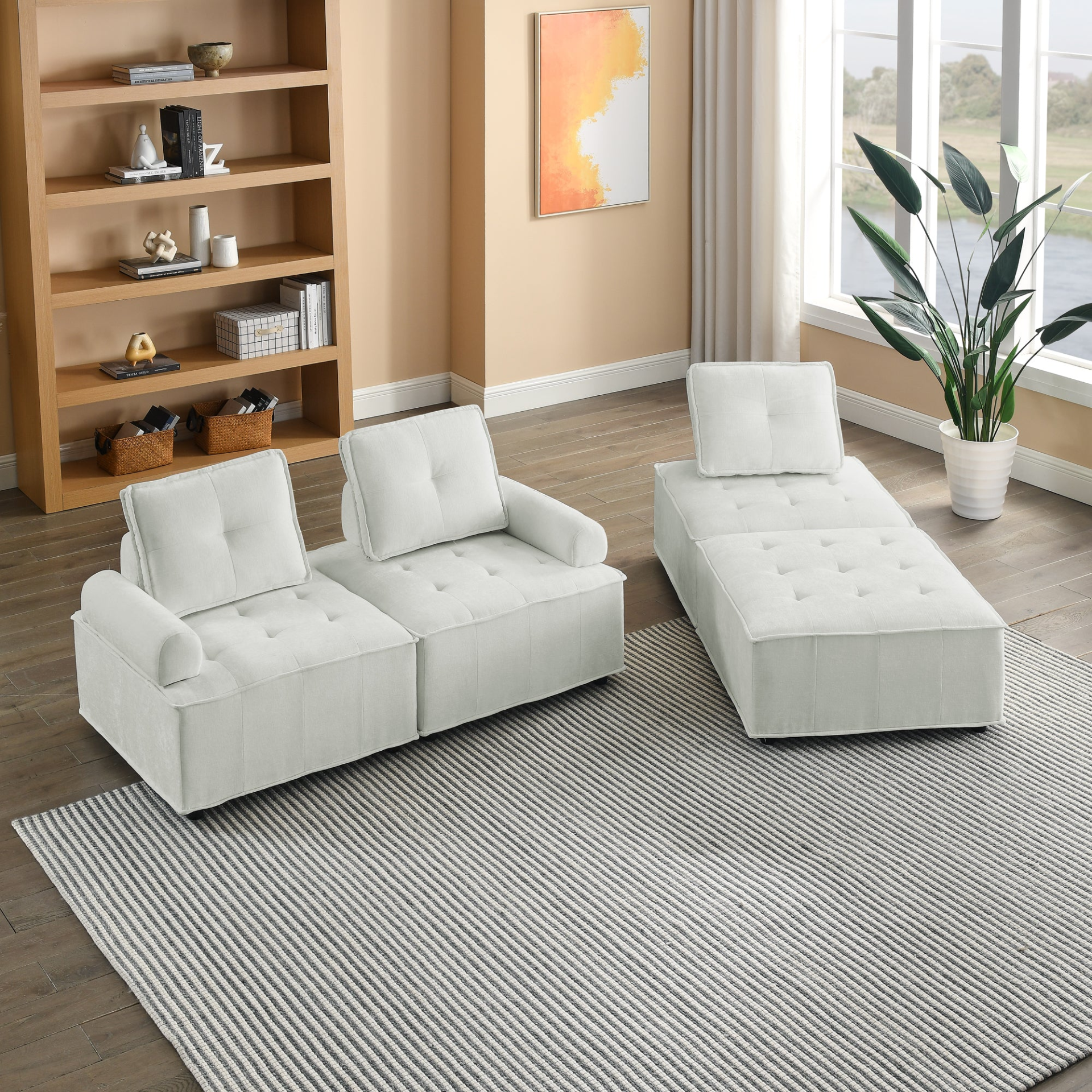 Sofa & Chair sets | L-Shape Modular Sectional Sofa, DIY Combination, Chenille | casafoyer.myshopify.com