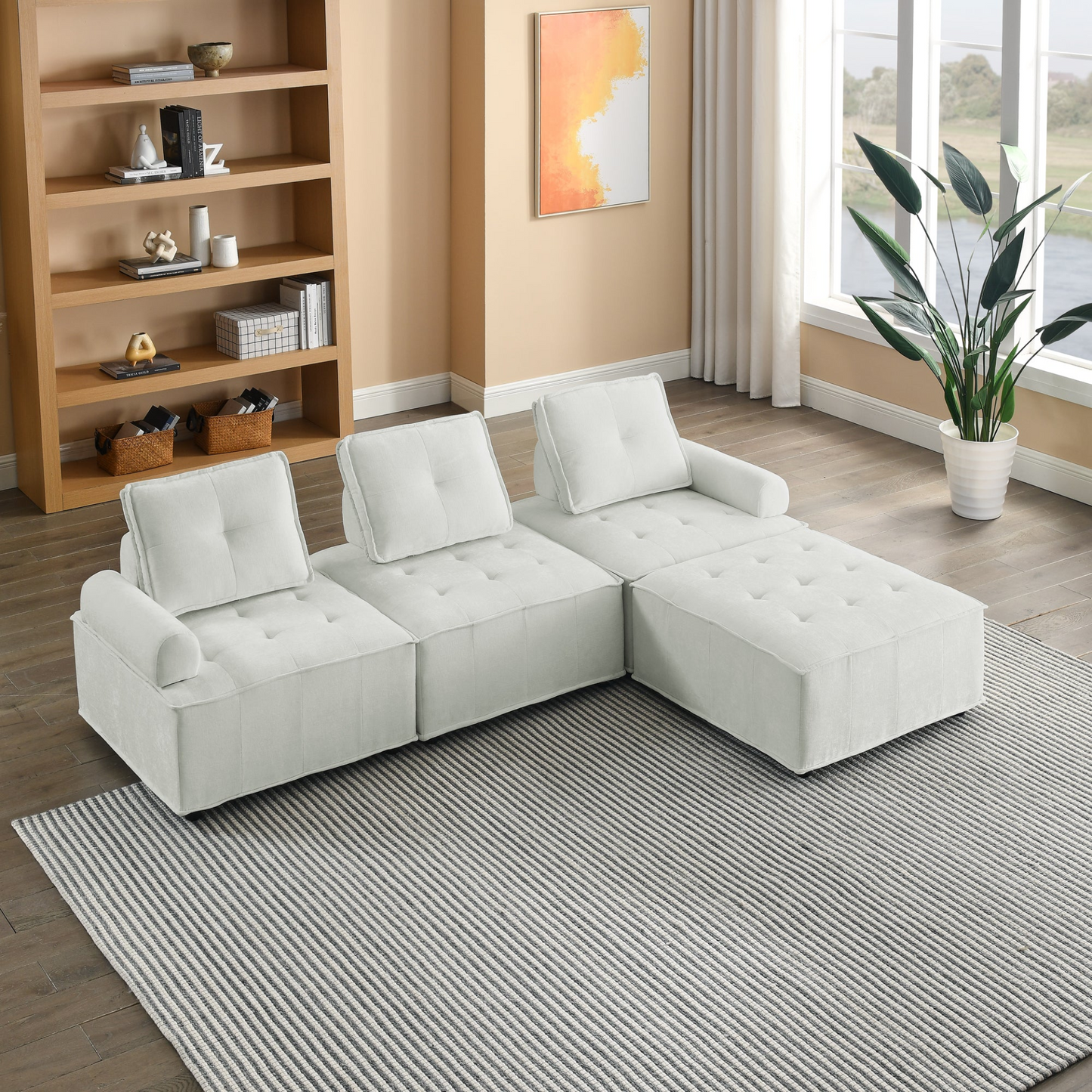 Sofa & Chair sets | L-Shape Modular Sectional Sofa, DIY Combination, Chenille | casafoyer.myshopify.com