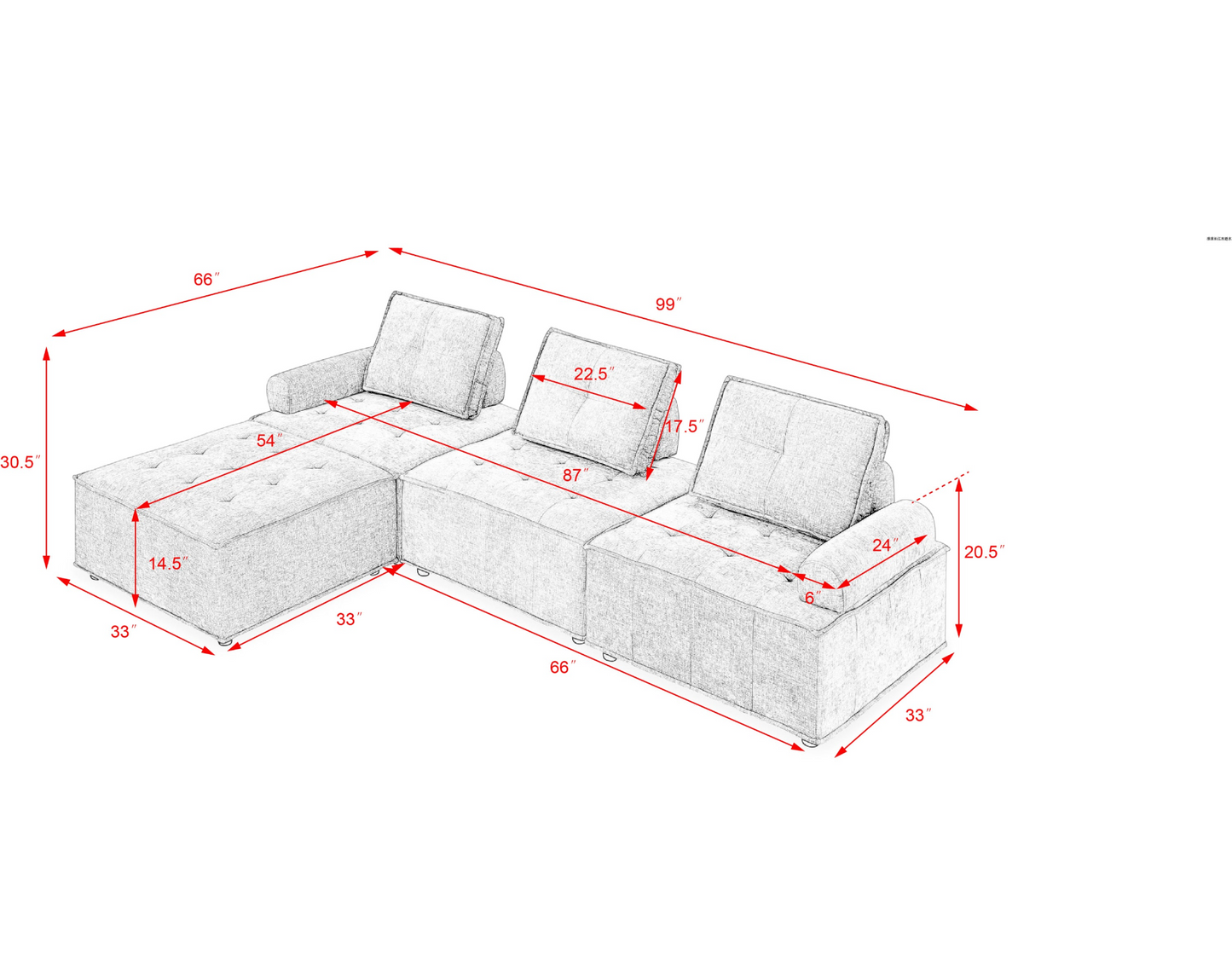 Sofa & Chair sets | L-Shape Modular Sectional Sofa, DIY Combination, Chenille | casafoyer.myshopify.com