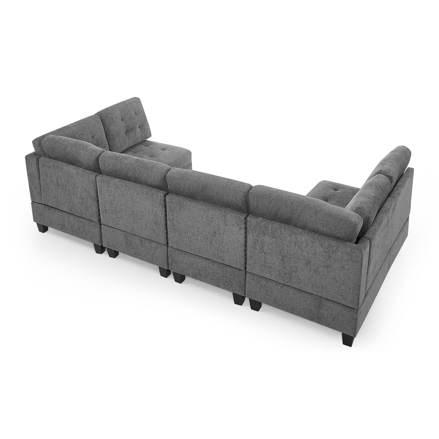 Sofa & Chair sets | U shape Modular Sectional Sofa,DIY Combination,includes Four Single Chair and Two Corner,Grey Chenille | casafoyer.myshopify.com