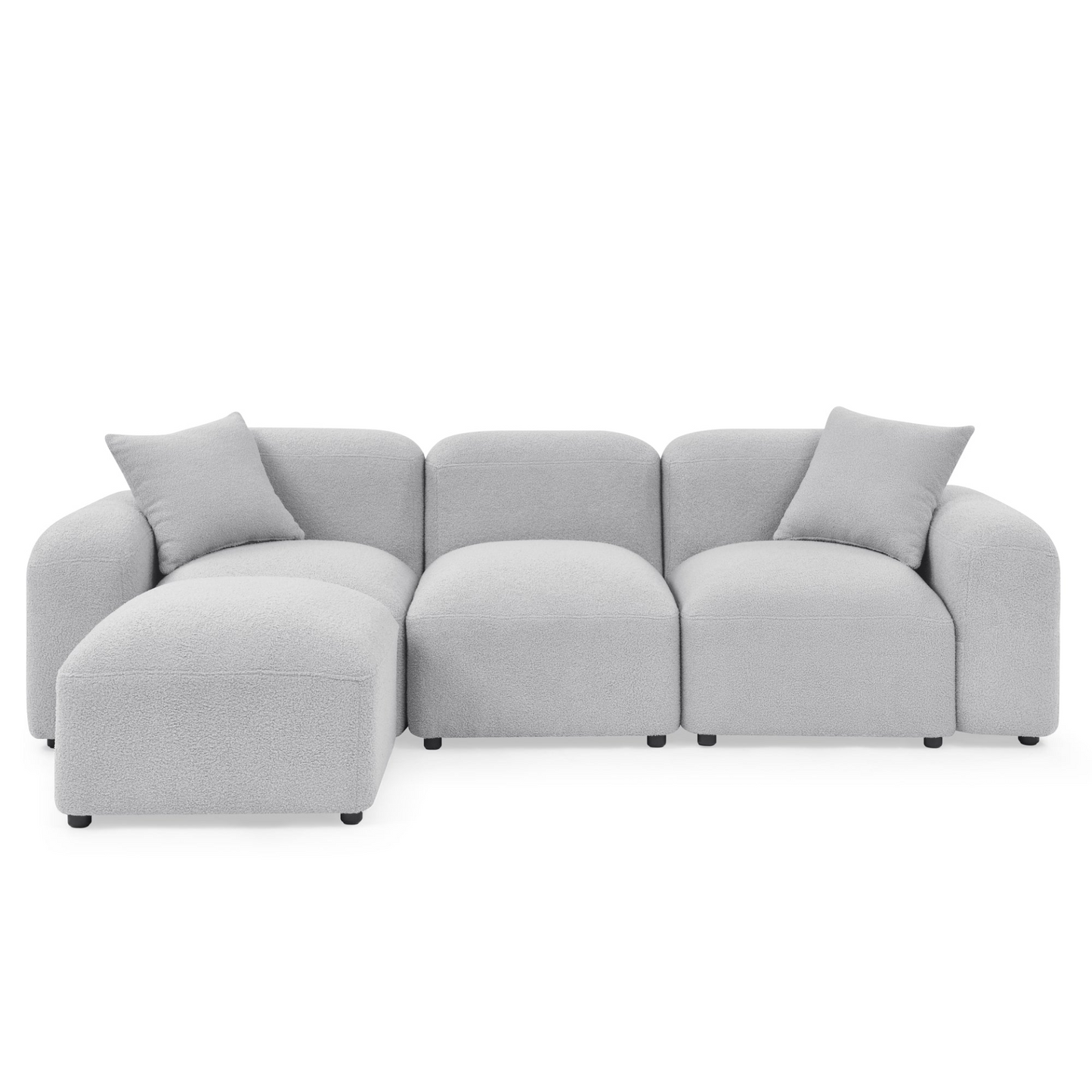 Sofa & Chair sets | L-Shape Modular Sectional Sofa, DIY Combination, Teddy Fabric, Grey - Comfort and Versatility for Your Home | casafoyer.myshopify.com