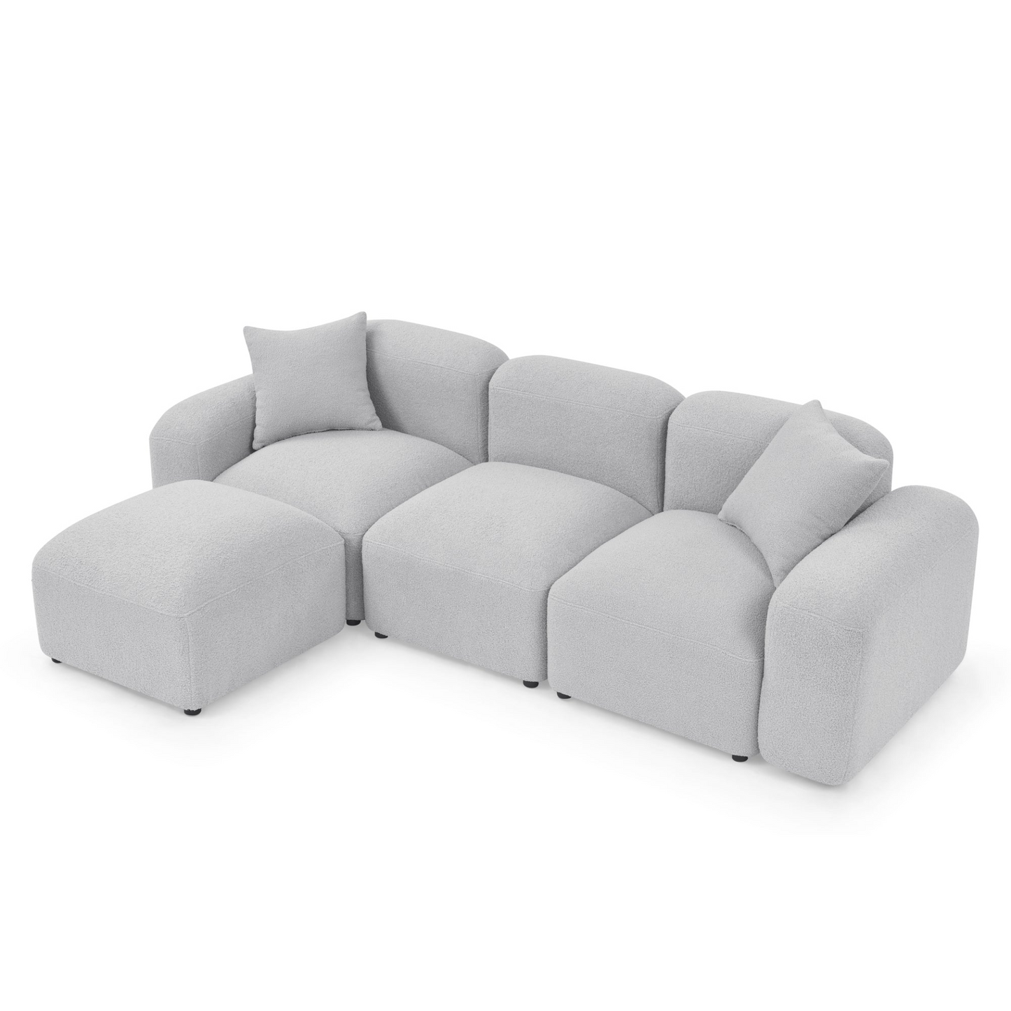 Sofa & Chair sets | L-Shape Modular Sectional Sofa, DIY Combination, Teddy Fabric, Grey - Comfort and Versatility for Your Home | casafoyer.myshopify.com