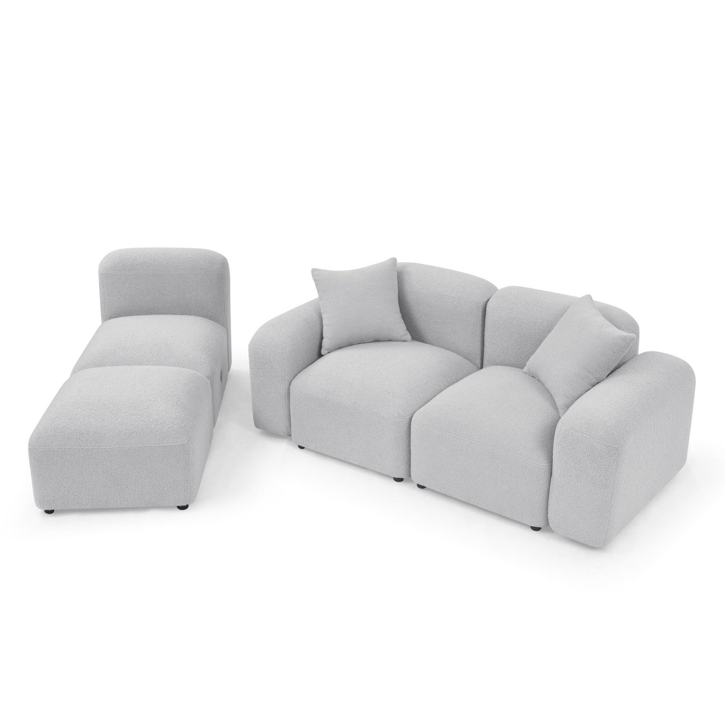 Sofa & Chair sets | L-Shape Modular Sectional Sofa, DIY Combination, Teddy Fabric, Grey - Comfort and Versatility for Your Home | casafoyer.myshopify.com