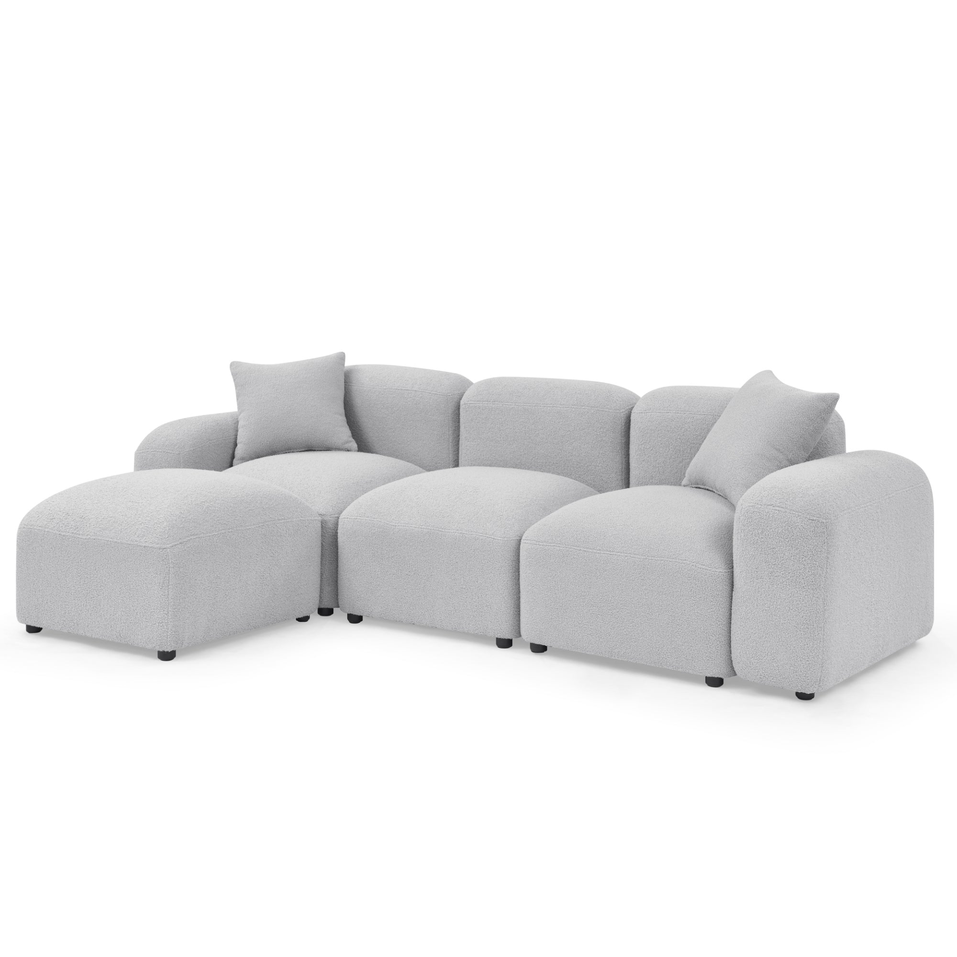 Sofa & Chair sets | L-Shape Modular Sectional Sofa, DIY Combination, Teddy Fabric, Grey - Comfort and Versatility for Your Home | casafoyer.myshopify.com