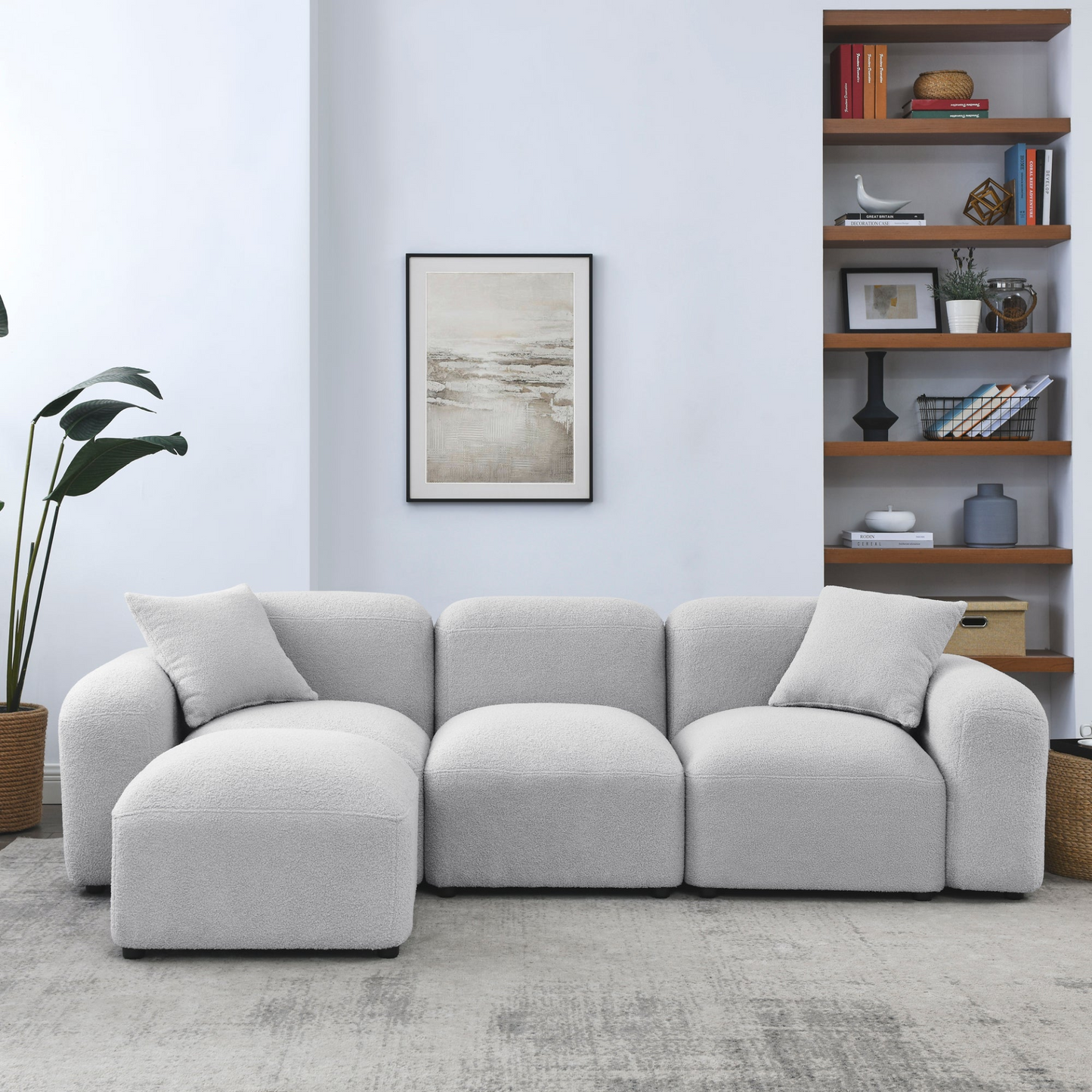 Sofa & Chair sets | L-Shape Modular Sectional Sofa, DIY Combination, Teddy Fabric, Grey - Comfort and Versatility for Your Home | casafoyer.myshopify.com