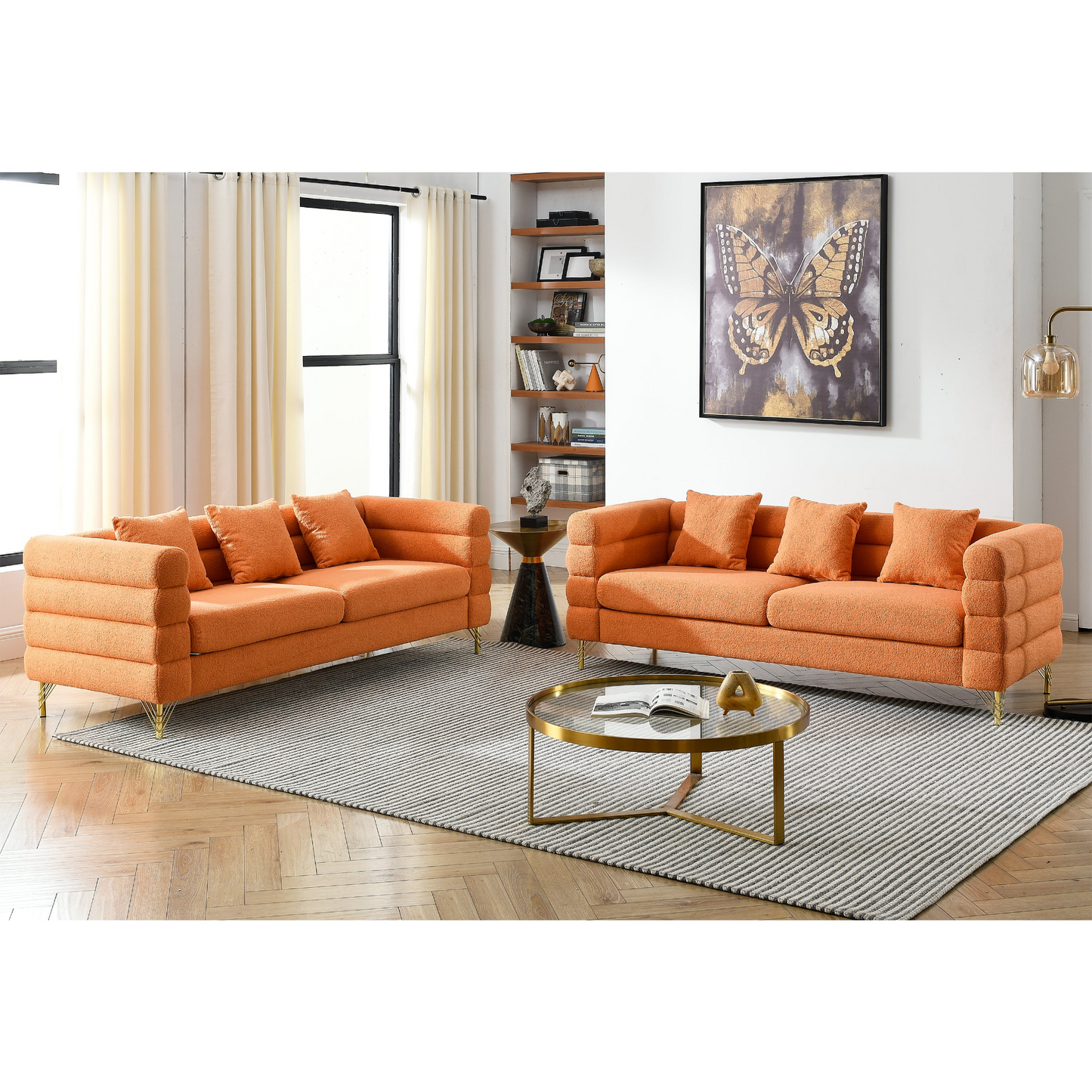 Sofa & Chair sets | 3-seater + 3-seater Combination sofa.ORANGE teddy | casafoyer.myshopify.com