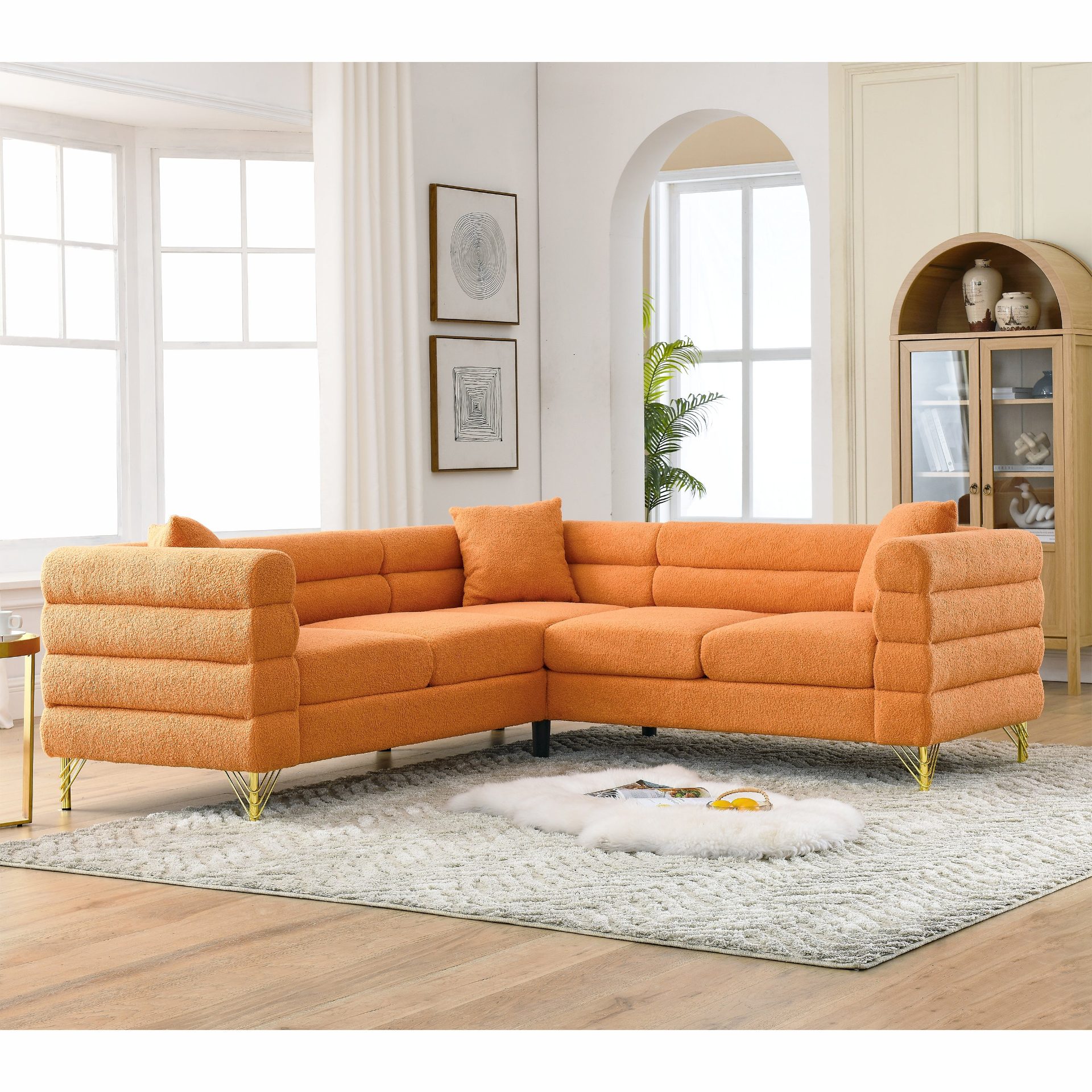 [product_type] | 81.5-Inch Oversized Corner Sofa Covers, L-Shaped Sectional Couch, 5-Seater Corner Sofas with 3 Cushions | casafoyer.myshopify.com