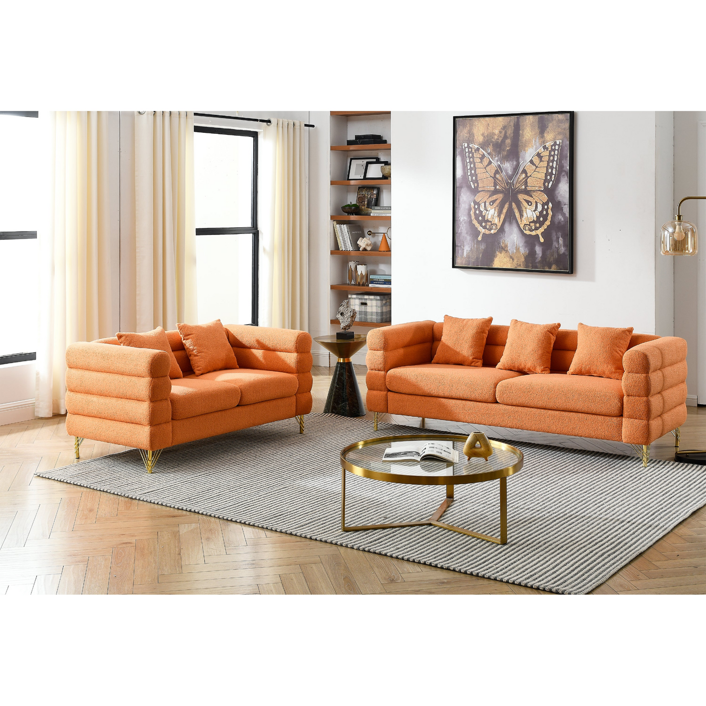 Sofa & Chair sets | 3-seater + 2-seater Combination sofa.ORANGE teddy | casafoyer.myshopify.com