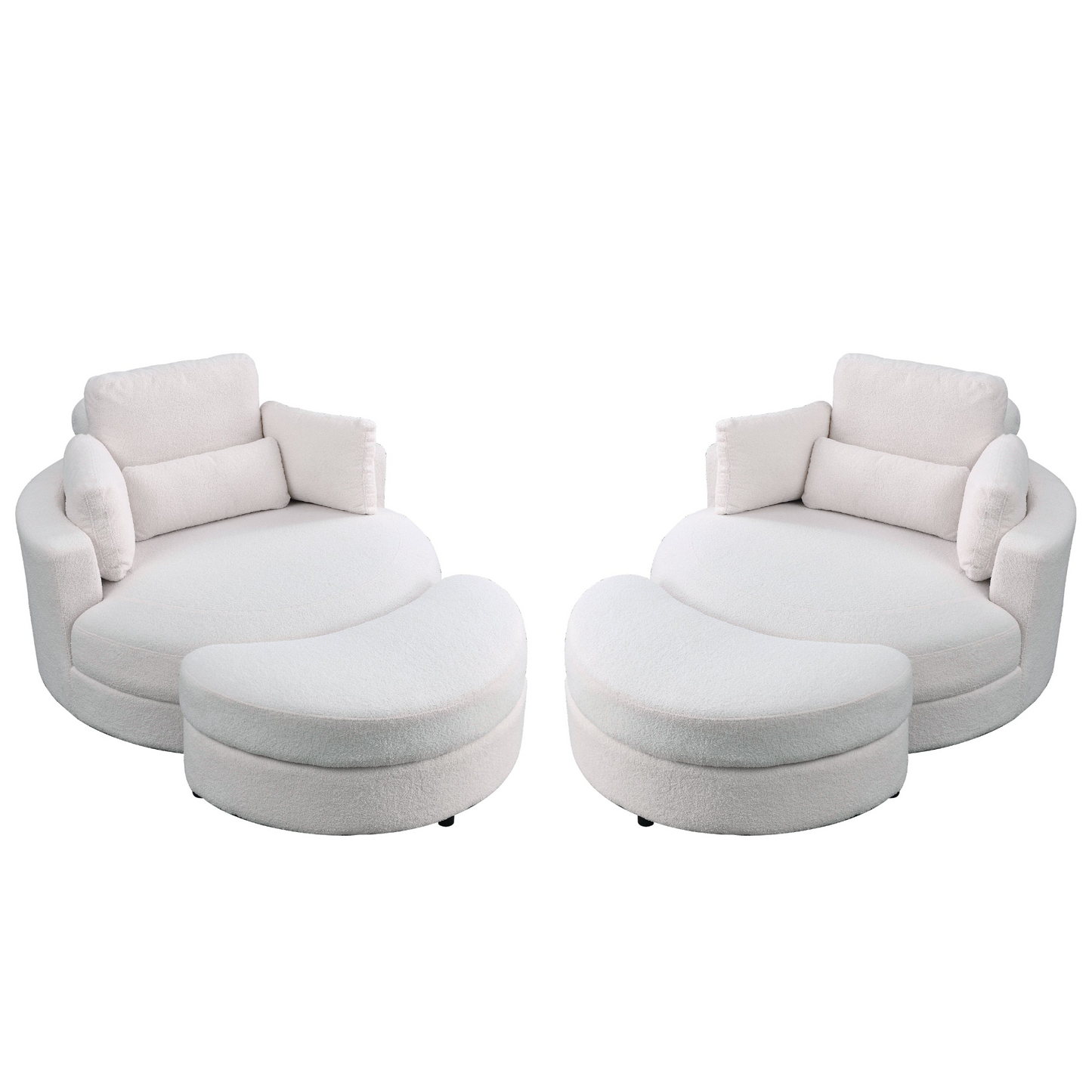 Sofa & Chair sets | Swivel Accent Barrel Modern Sofa Lounge Club Big Round Chair with Storage Ottoman TEDDY Fabric for Living Room Hotel with Pillows. *2PCS,Teddy White (Ivory) | casafoyer.myshopify.com