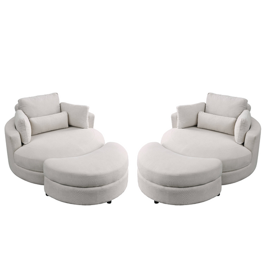 Sofa & Chair sets | Swivel Accent Barrel Modern Sofa Lounge Club Big Round Chair with Storage Ottoman Linen Fabric for Living Room Hotel with Pillows . *2PCS | casafoyer.myshopify.com