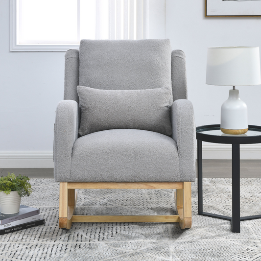 Sofa & Chair sets | Modern Accent High Back Living Room Casual Armchair Rocker with One Lumbar Pillow, Two Side Pockets,Teddy. | casafoyer.myshopify.com