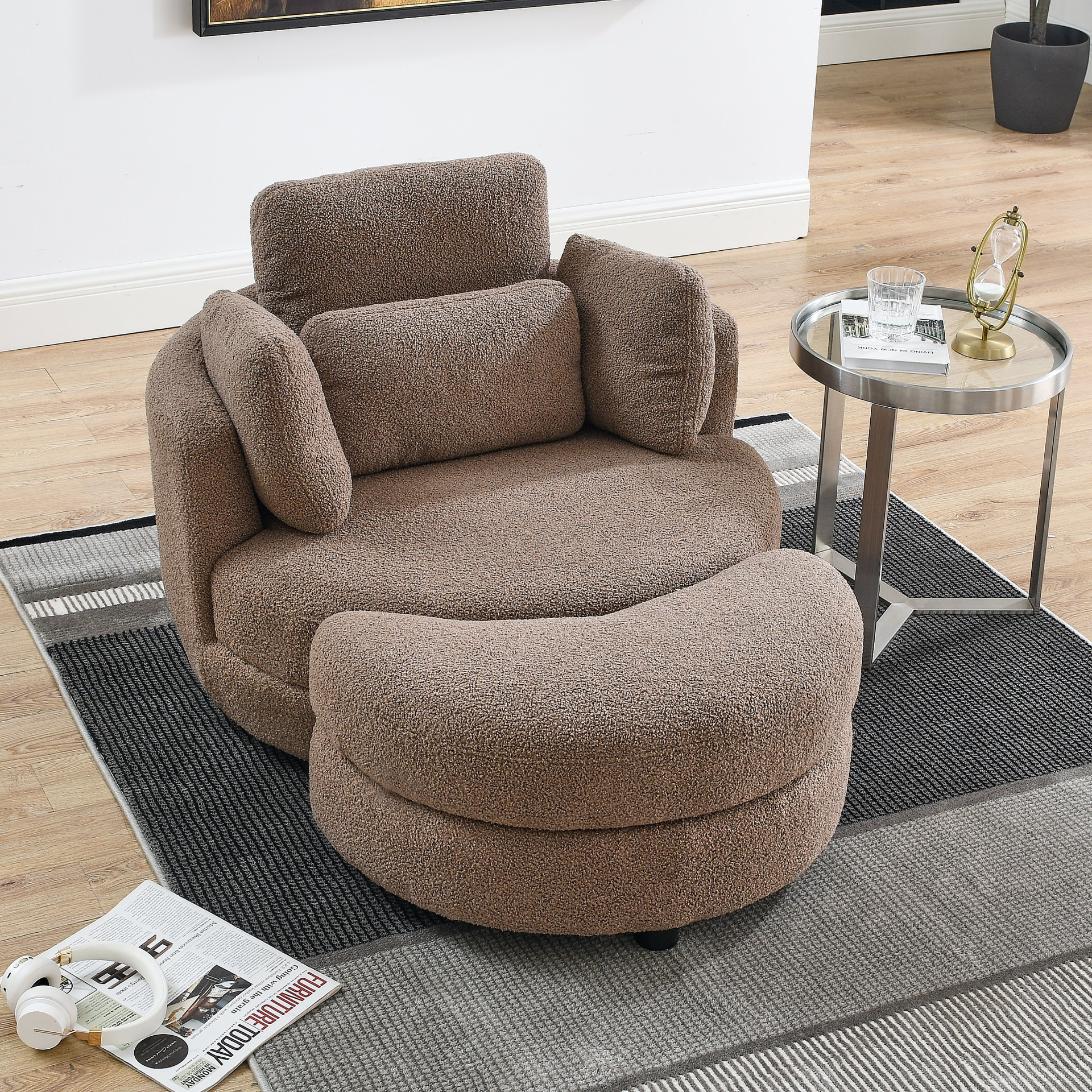 [product_type] | 39"W Oversized Swivel Chair with Storage Ottoman for Living Room | casafoyer.myshopify.com