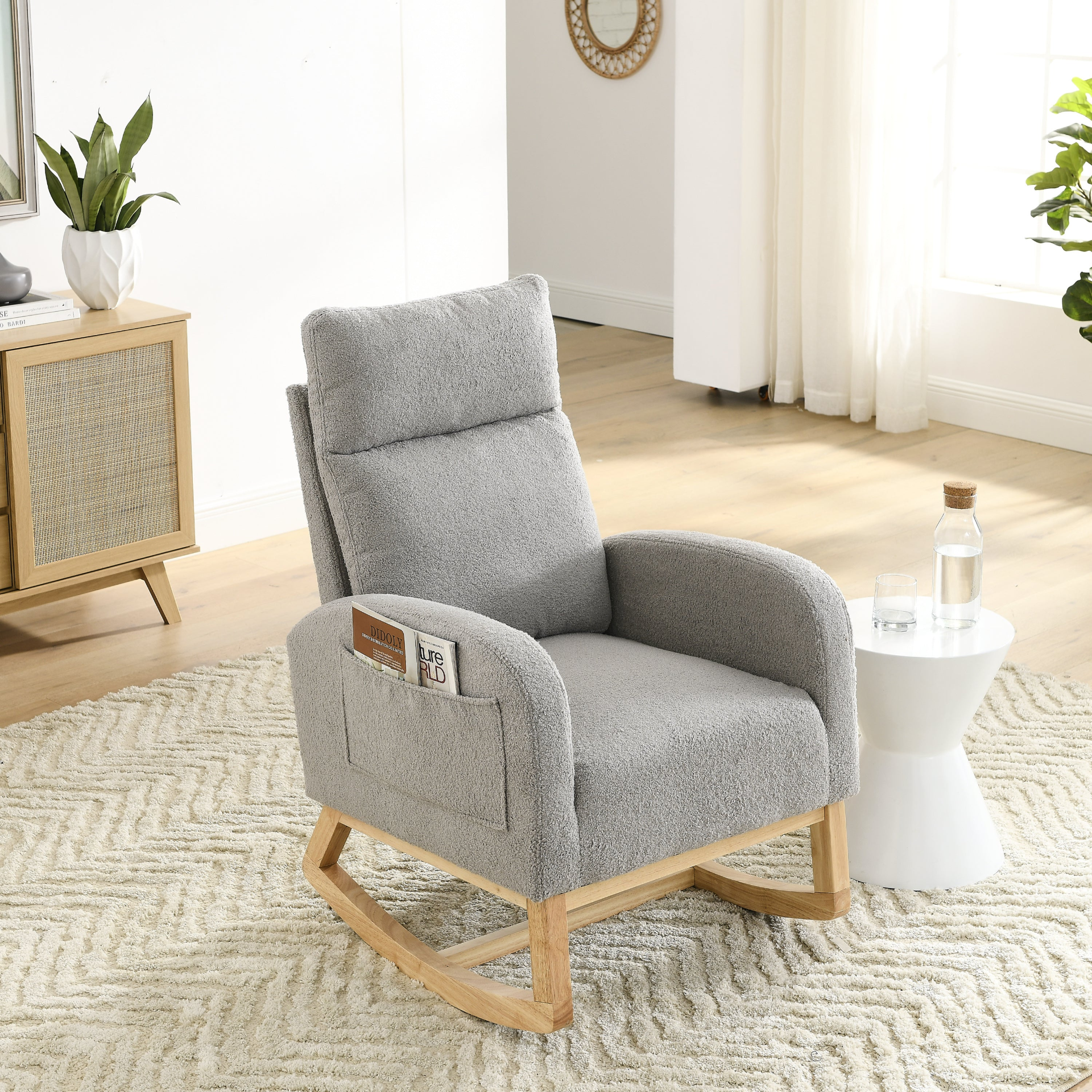 [product_type] | 27.6"W Modern Accent High Backrest Living Room Lounge Arm Rocking Chair, Two Side Pocket | casafoyer.myshopify.com