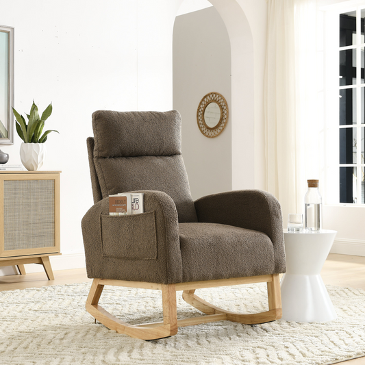 [product_type] | 27.6"W Modern Accent High Backrest Living Room Lounge Arm Rocking Chair, Two Side Pocket | casafoyer.myshopify.com