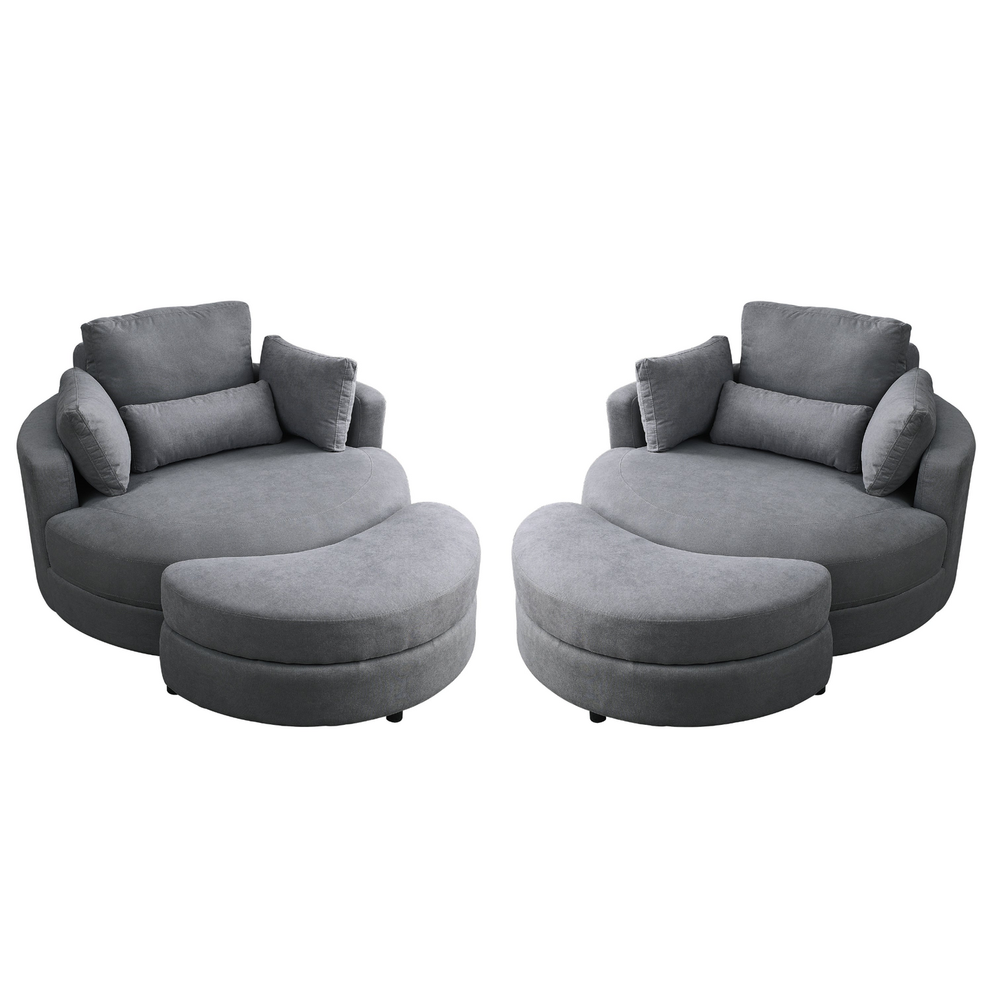 Sofa & Chair sets | Swivel Accent Barrel Modern Dark Grey Sofa Lounge Club Big Round Chair with Storage Ottoman Linen Fabric for Living Room Hotel with Pillows,2PCS. | casafoyer.myshopify.com