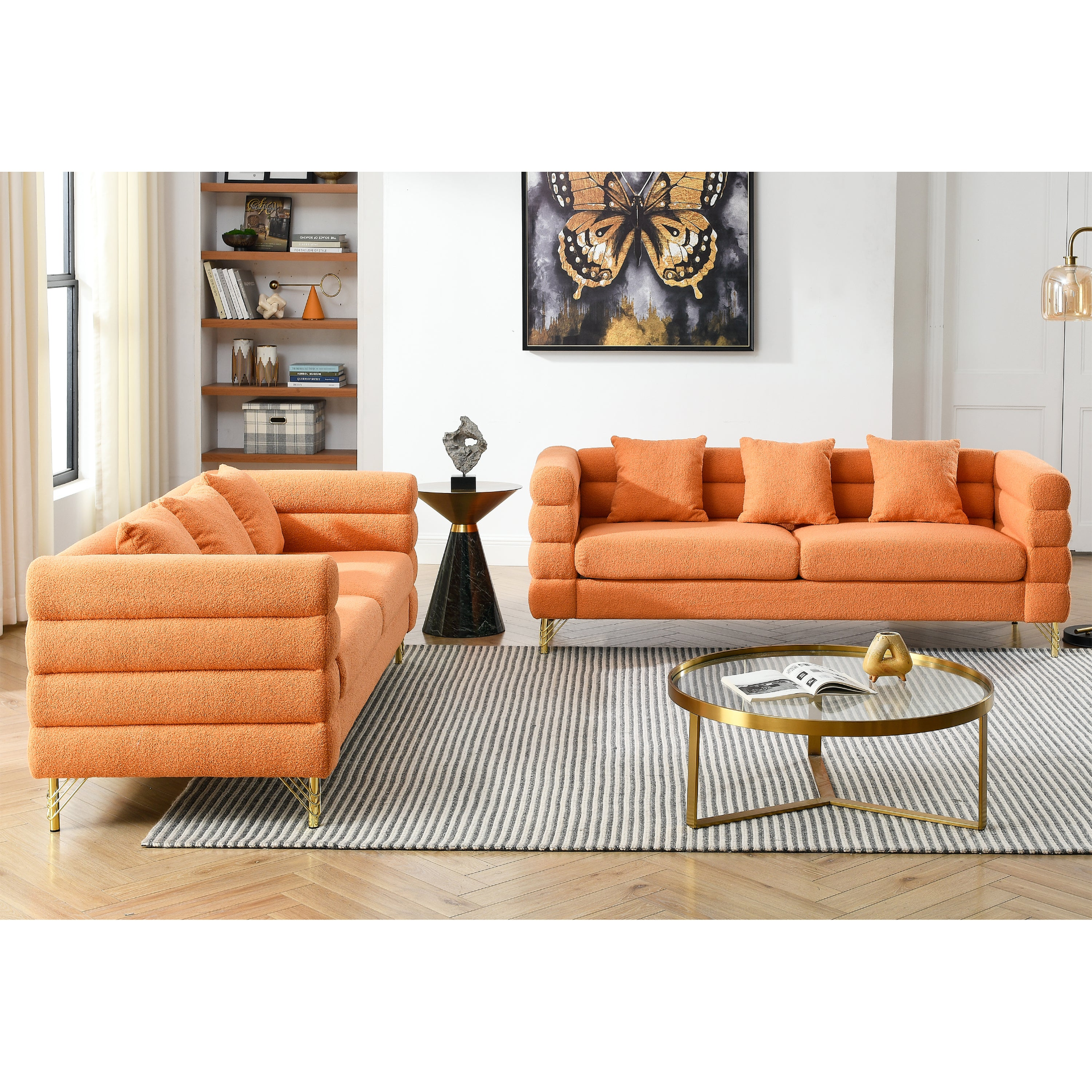 Sofa & Chair sets | 3-seater + 3-seater Combination sofa.ORANGE teddy | casafoyer.myshopify.com