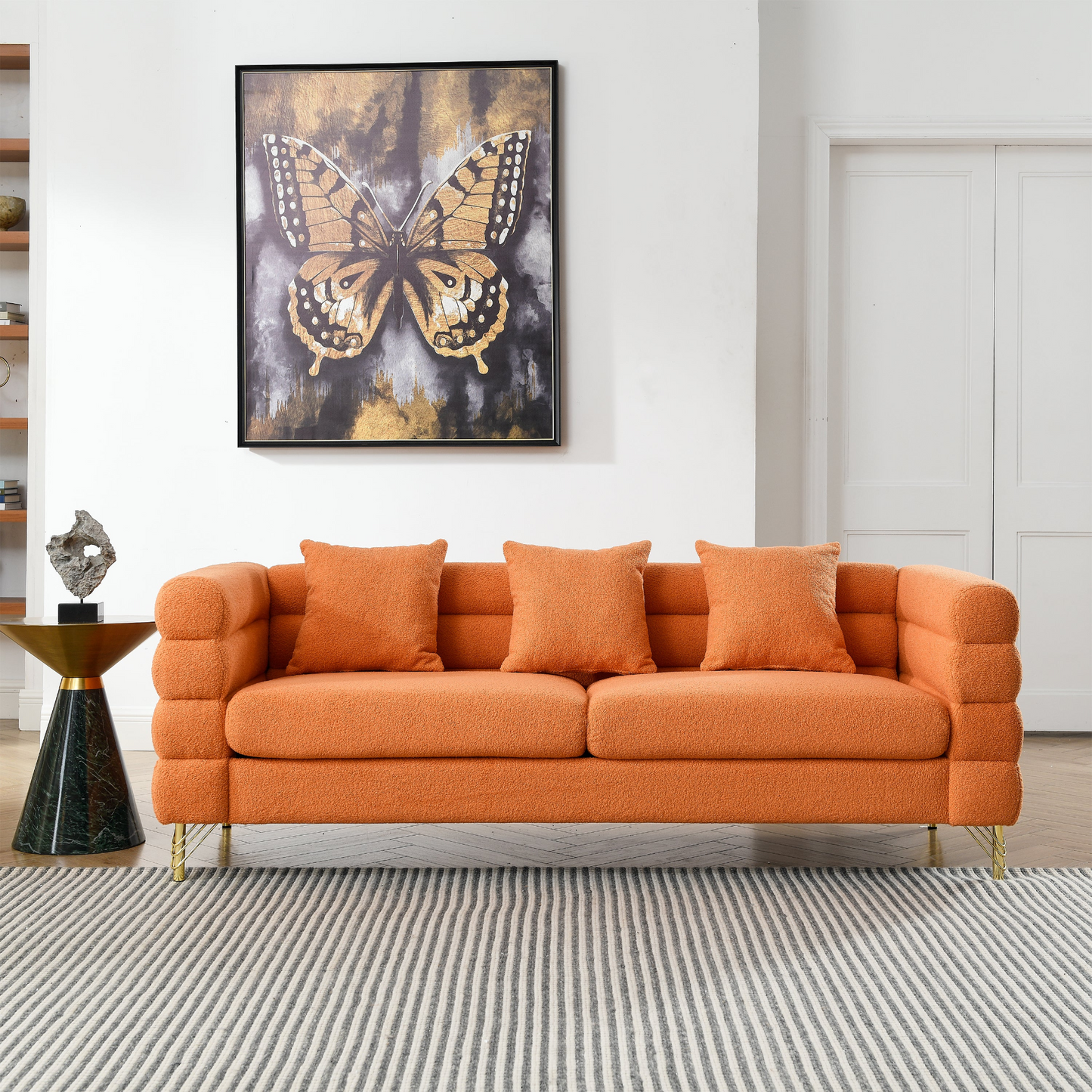 Sofa & Chair sets | 3-seater + 3-seater Combination sofa.ORANGE teddy | casafoyer.myshopify.com