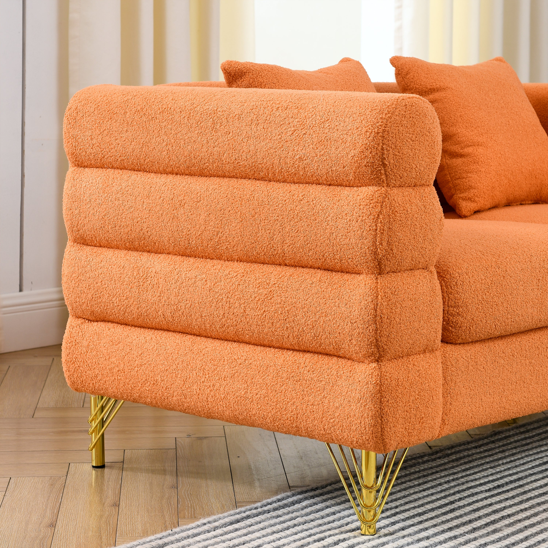 Sofa & Chair sets | 3-seater + 3-seater Combination sofa.ORANGE teddy | casafoyer.myshopify.com