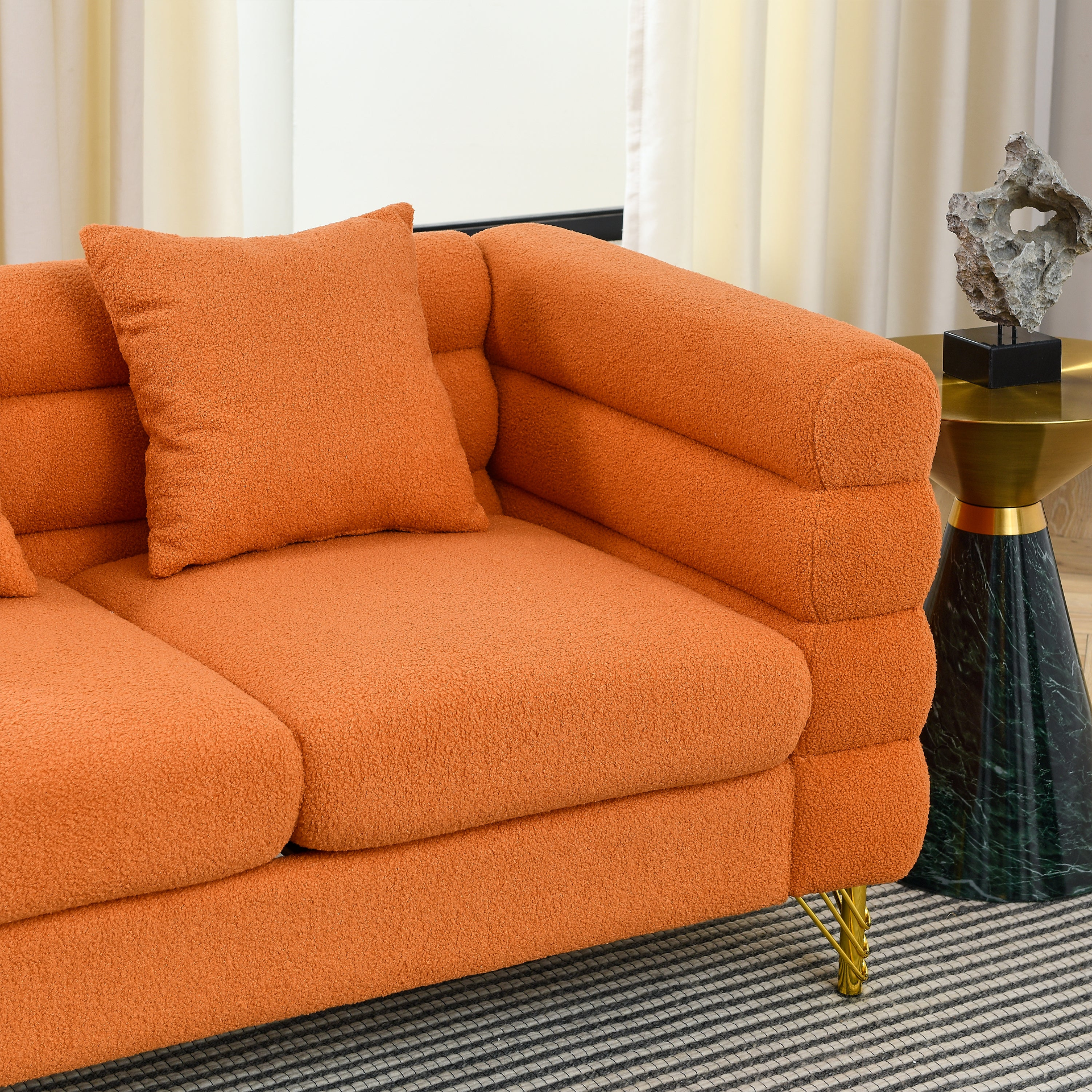 Sofa & Chair sets | 3-seater + 3-seater Combination sofa.ORANGE teddy | casafoyer.myshopify.com