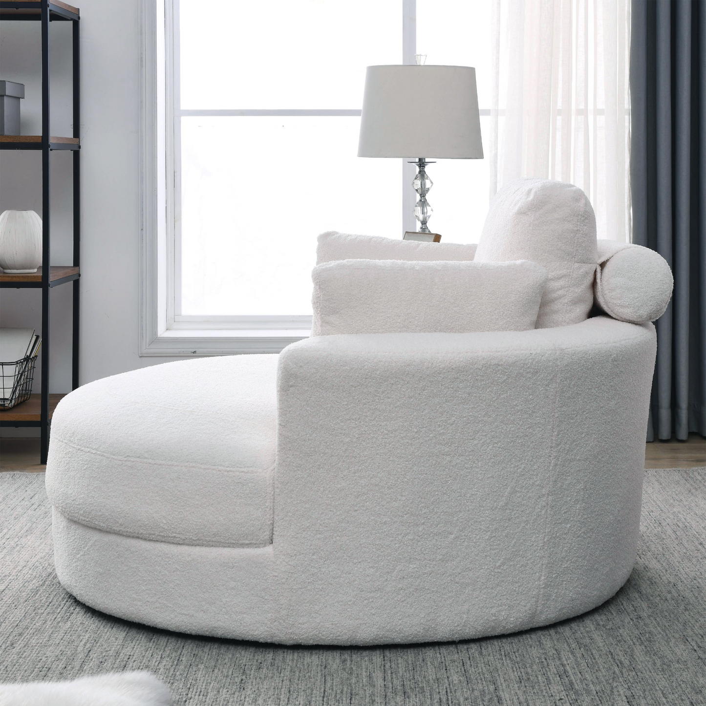 Sofa & Chair sets | Swivel Accent Barrel Modern Sofa Lounge Club Big Round Chair with Storage Ottoman Linen Fabric for Living Room Hotel with Pillows,Teddy White (Ivory) | casafoyer.myshopify.com