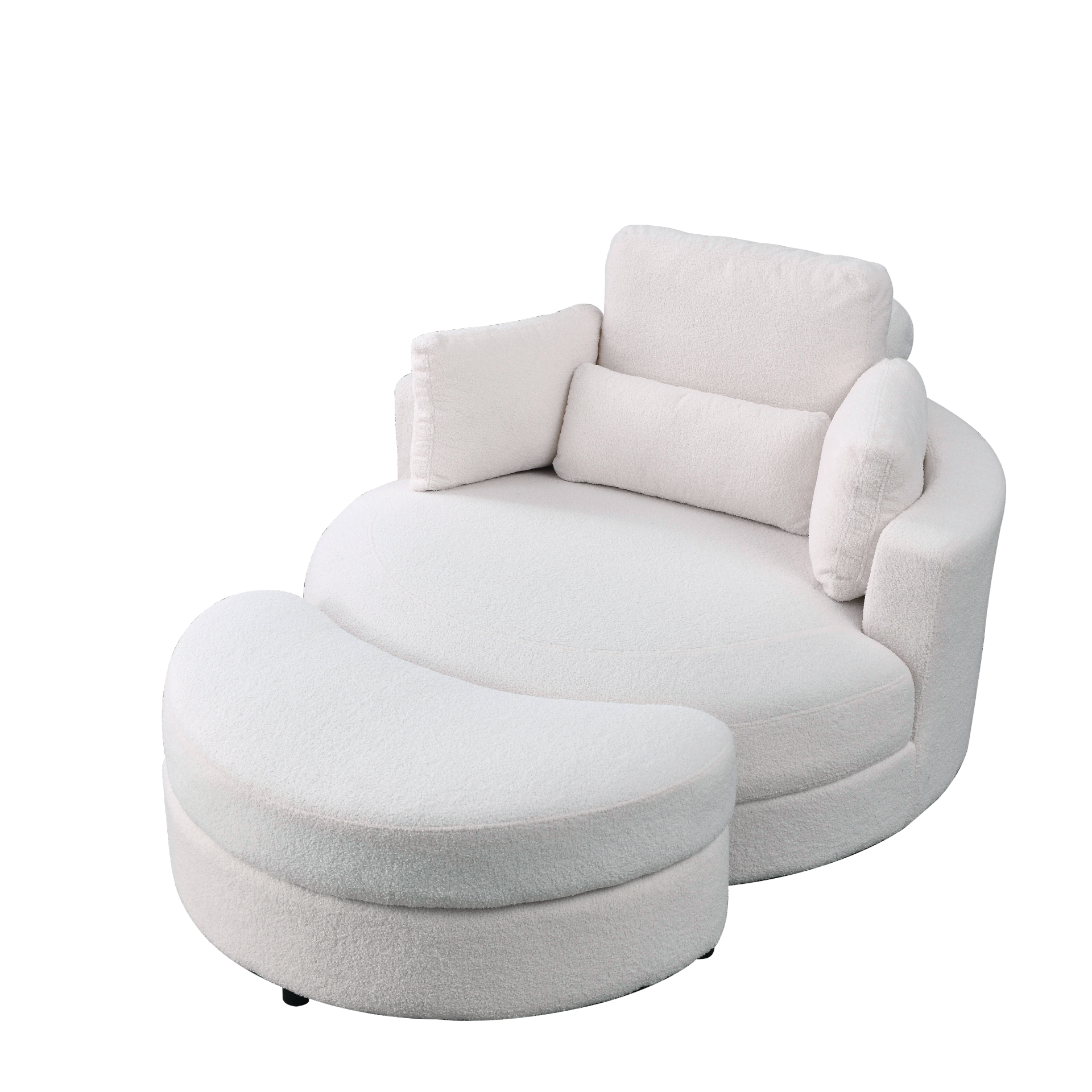 Sofa & Chair sets | Swivel Accent Barrel Modern Sofa Lounge Club Big Round Chair with Storage Ottoman Linen Fabric for Living Room Hotel with Pillows,Teddy White (Ivory) | casafoyer.myshopify.com