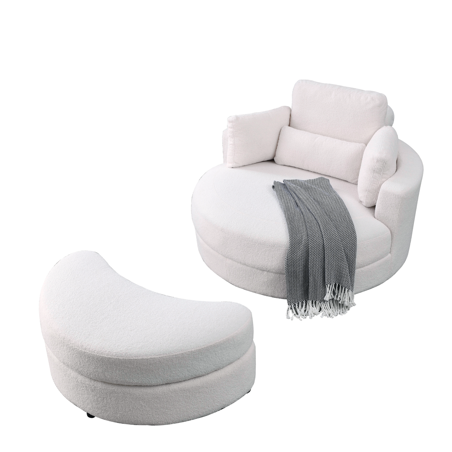 Sofa & Chair sets | Swivel Accent Barrel Modern Sofa Lounge Club Big Round Chair with Storage Ottoman Linen Fabric for Living Room Hotel with Pillows,Teddy White (Ivory) | casafoyer.myshopify.com