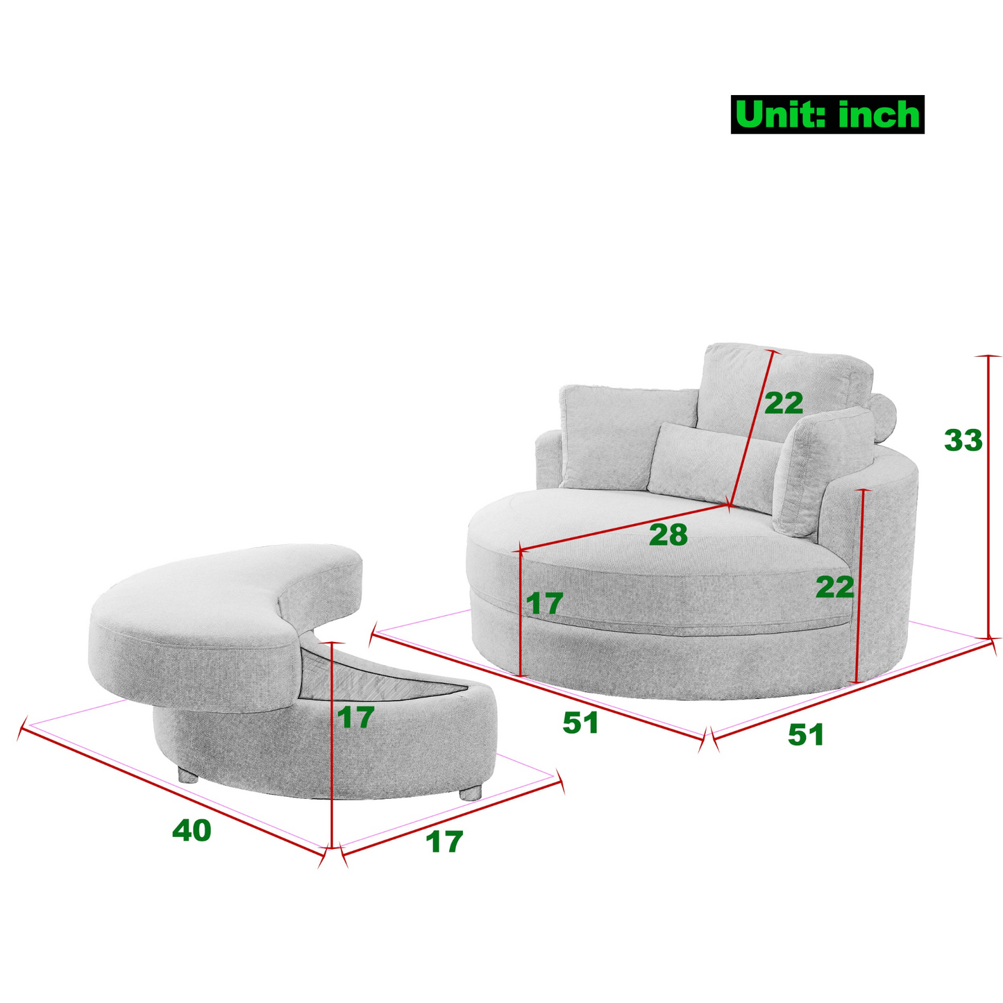 Sofa & Chair sets | Swivel Accent Barrel Modern Sofa Lounge Club Big Round Chair with Storage Ottoman Linen Fabric for Living Room Hotel with Pillows,Teddy White (Ivory) | casafoyer.myshopify.com