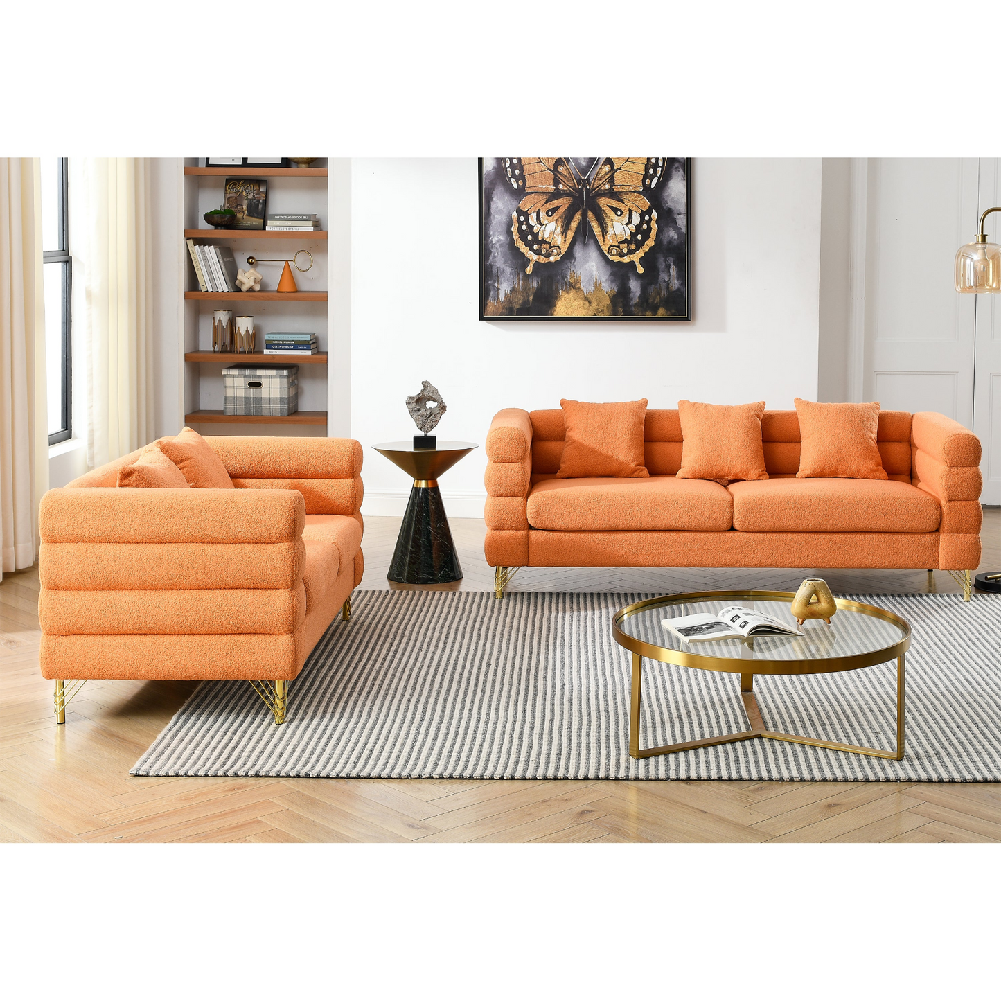 Sofa & Chair sets | 3-seater + 2-seater Combination sofa.ORANGE teddy | casafoyer.myshopify.com