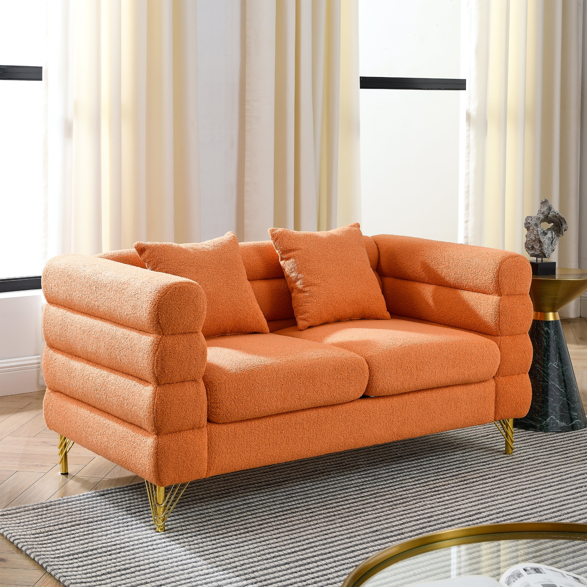 Sofa & Chair sets | 3-seater + 2-seater Combination sofa.ORANGE teddy | casafoyer.myshopify.com