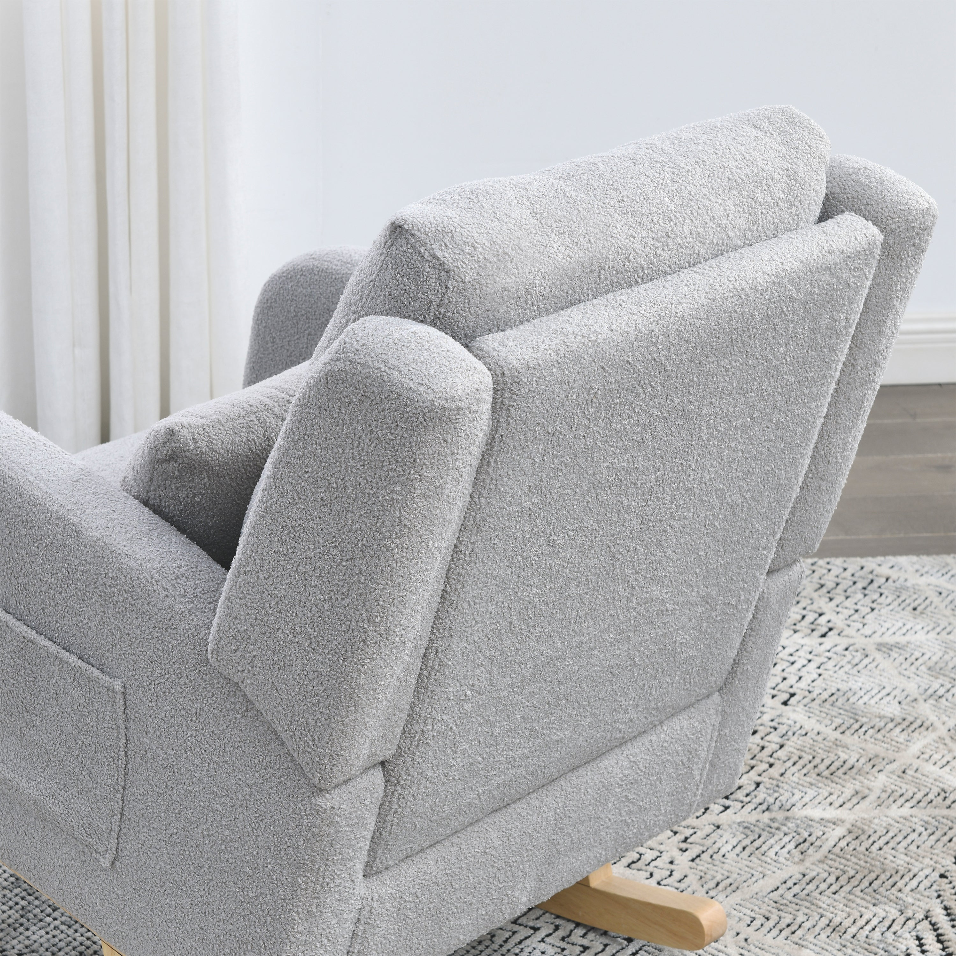 Sofa & Chair sets | Modern Accent High Back Living Room Casual Armchair Rocker with One Lumbar Pillow, Two Side Pockets,Teddy. | casafoyer.myshopify.com