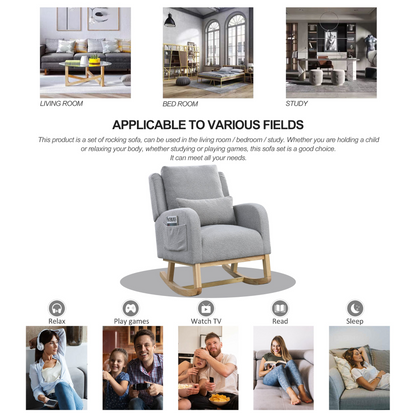 Sofa & Chair sets | Modern Accent High Back Living Room Casual Armchair Rocker with One Lumbar Pillow, Two Side Pockets,Teddy. | casafoyer.myshopify.com