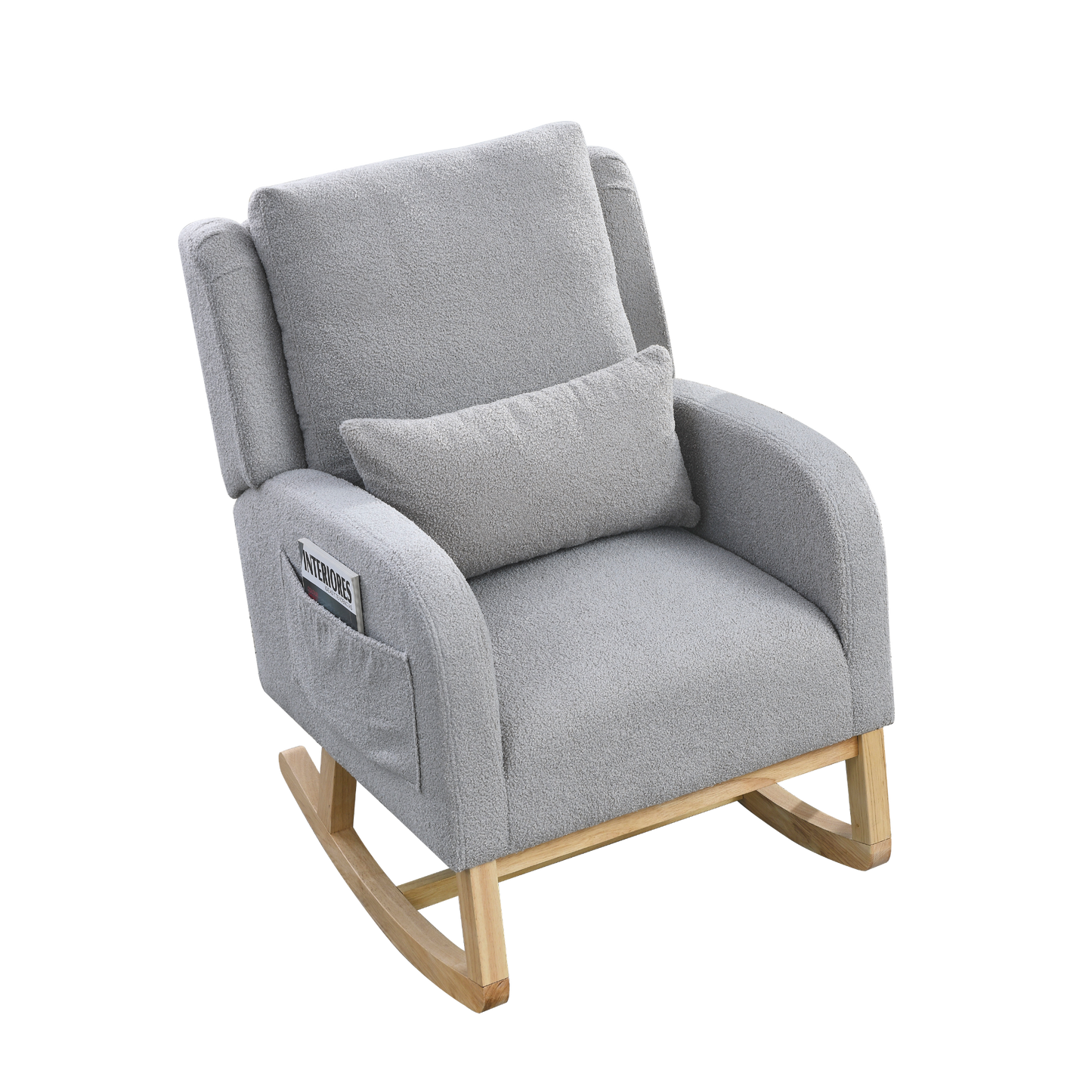 Sofa & Chair sets | Modern Accent High Back Living Room Casual Armchair Rocker with One Lumbar Pillow, Two Side Pockets,Teddy. | casafoyer.myshopify.com