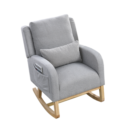 Sofa & Chair sets | Modern Accent High Back Living Room Casual Armchair Rocker with One Lumbar Pillow, Two Side Pockets,Teddy. | casafoyer.myshopify.com