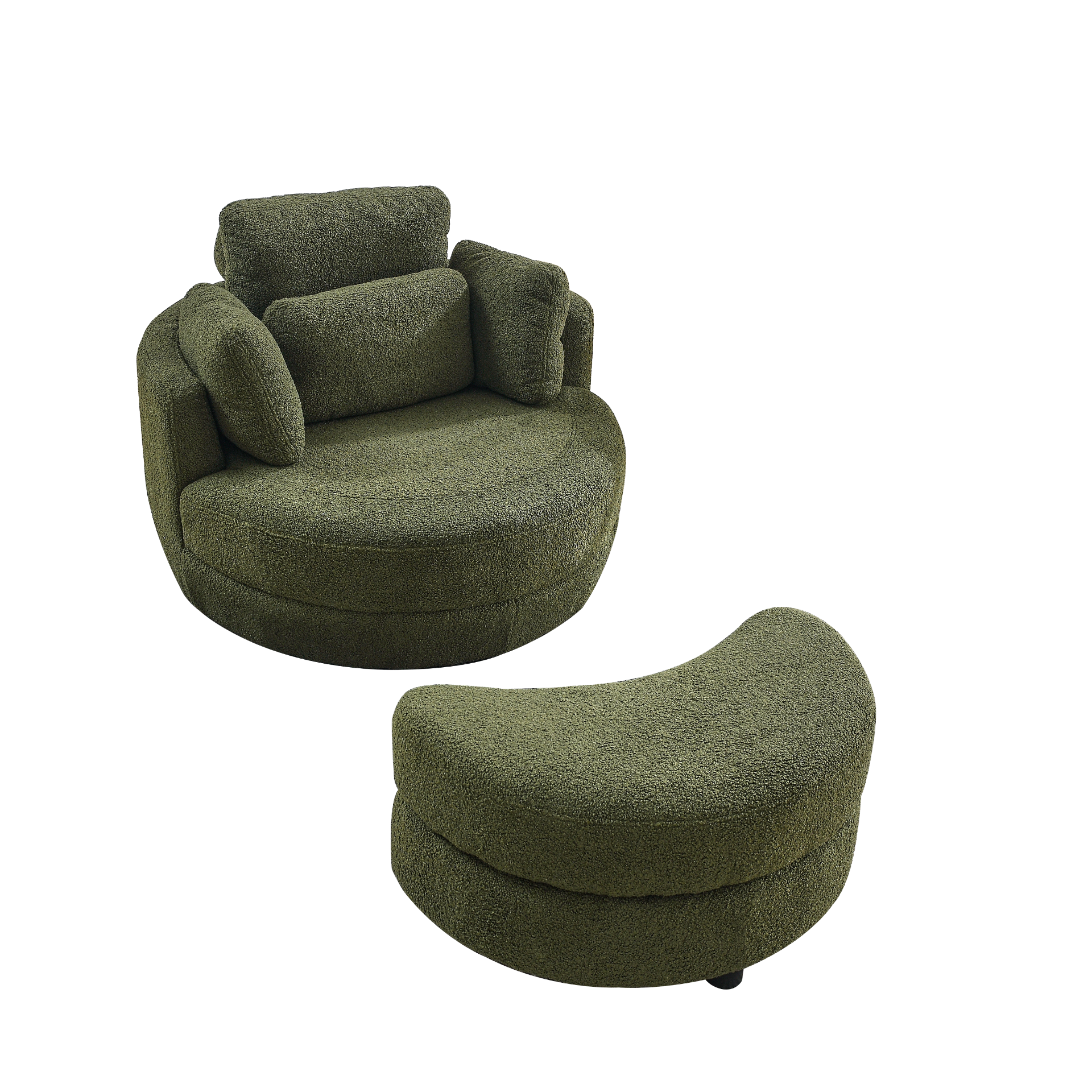 Sofa & Chair sets | Oversized Swivel Chair with moon storage ottoman for Living Room, Modern Accent Round Loveseat Circle Swivel Barrel Chairs for Bedroom Cuddle Sofa Chair Lounger Armchair, 4 Pillows, Teddy Fabric | casafoyer.myshopify.com