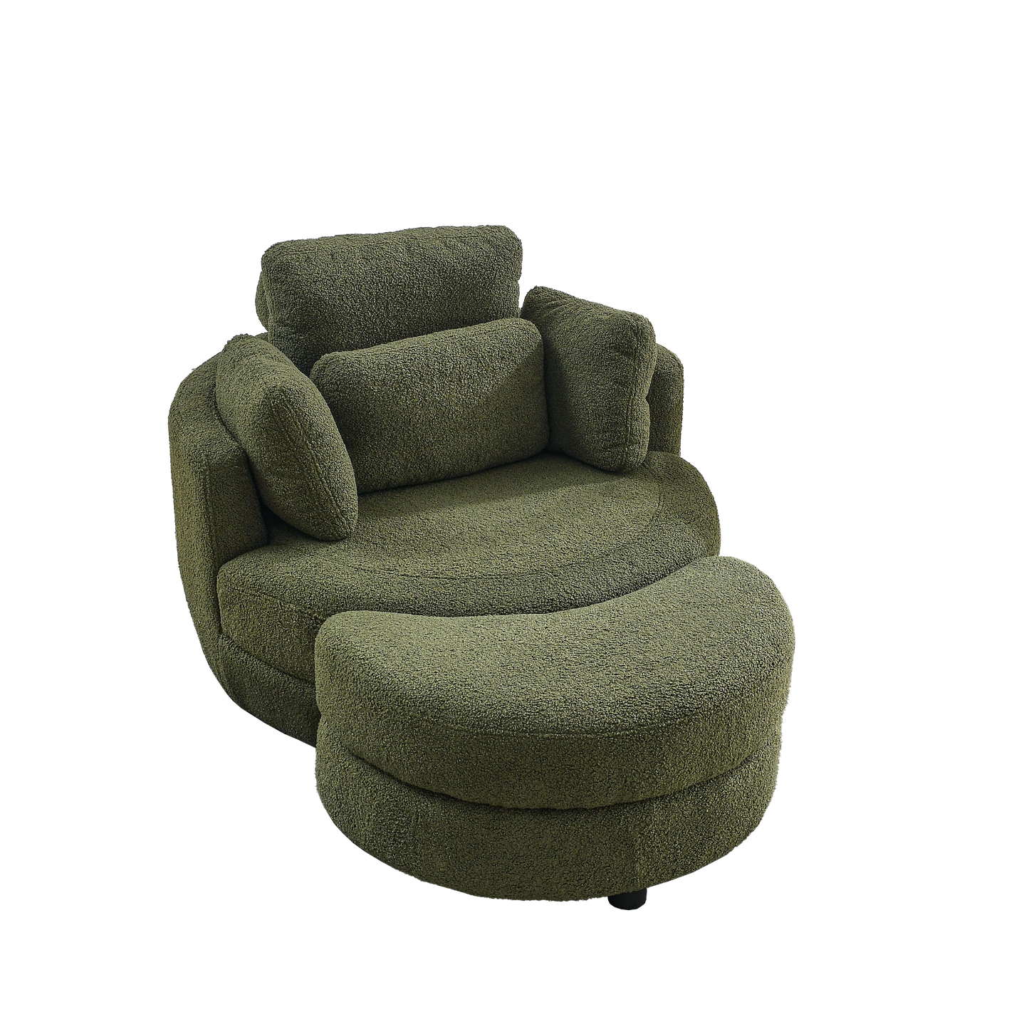 Sofa & Chair sets | Oversized Swivel Chair with moon storage ottoman for Living Room, Modern Accent Round Loveseat Circle Swivel Barrel Chairs for Bedroom Cuddle Sofa Chair Lounger Armchair, 4 Pillows, Teddy Fabric | casafoyer.myshopify.com