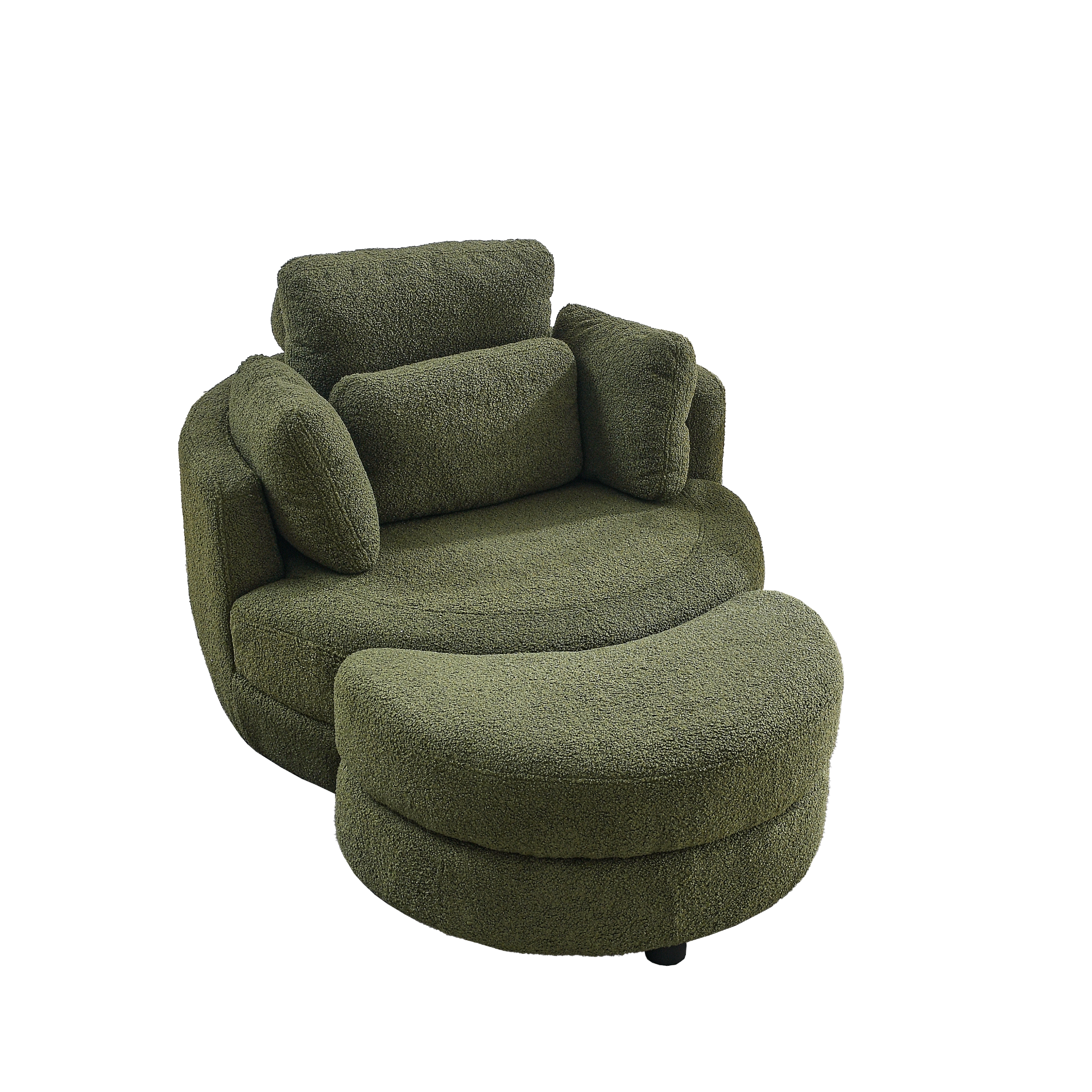 Sofa & Chair sets | Oversized Swivel Chair with moon storage ottoman for Living Room, Modern Accent Round Loveseat Circle Swivel Barrel Chairs for Bedroom Cuddle Sofa Chair Lounger Armchair, 4 Pillows, Teddy Fabric | casafoyer.myshopify.com