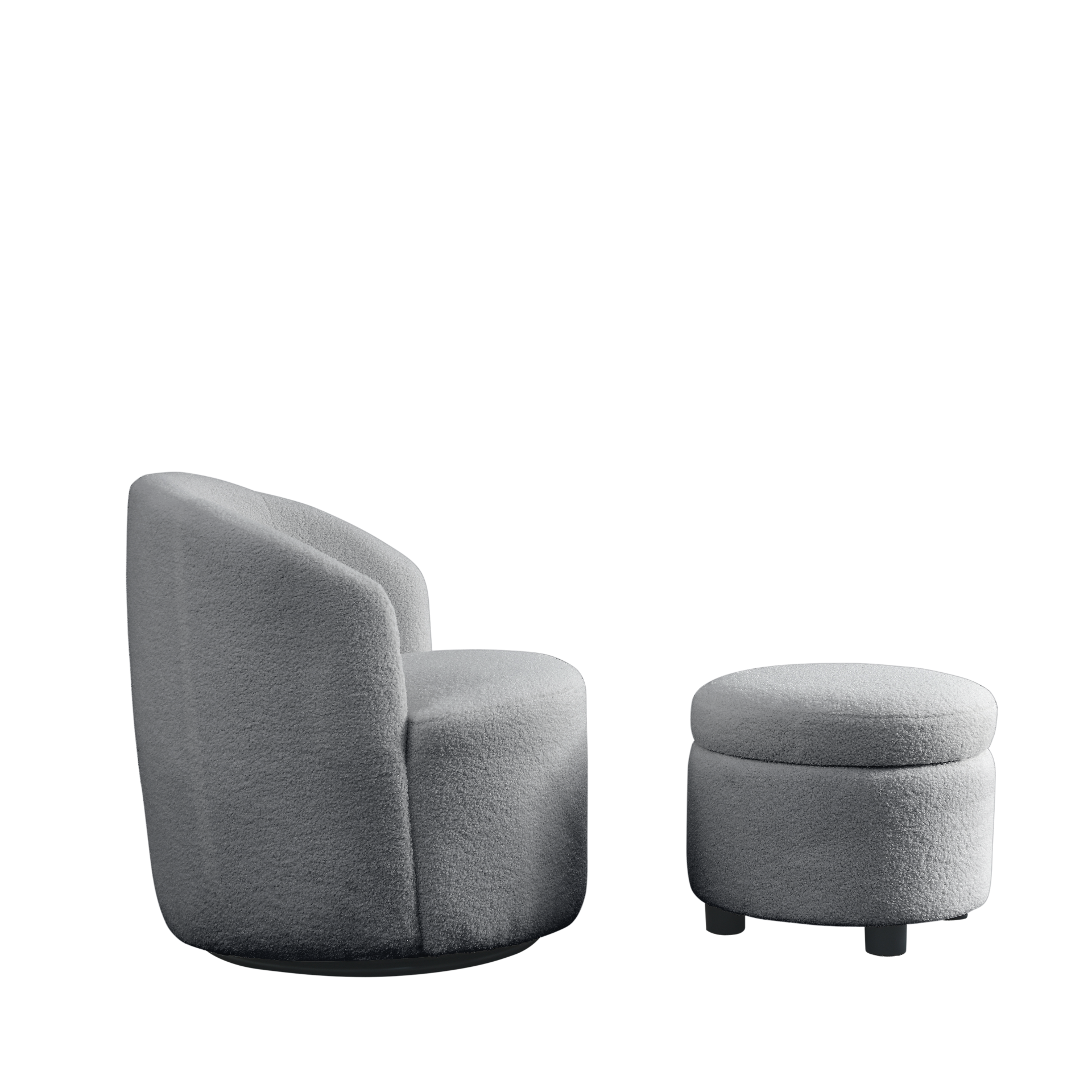 Sofa & Chair sets | Swivel Barrel Chair with Round Storage Ottoman | Upholstered Modern Armchair | casafoyer.myshopify.com