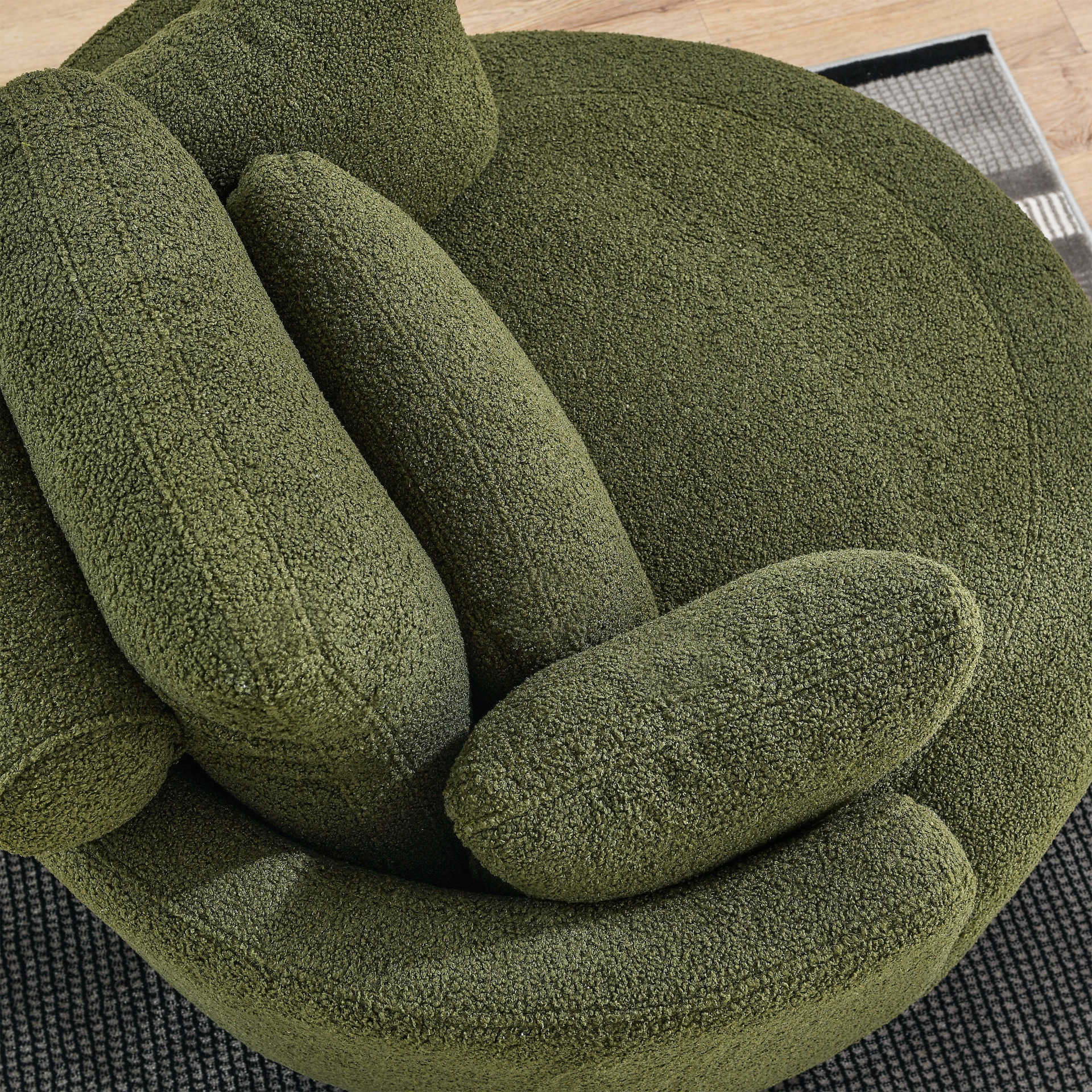 Sofa & Chair sets | Oversized Swivel Chair with moon storage ottoman for Living Room, Modern Accent Round Loveseat Circle Swivel Barrel Chairs for Bedroom Cuddle Sofa Chair Lounger Armchair, 4 Pillows, Teddy Fabric | casafoyer.myshopify.com